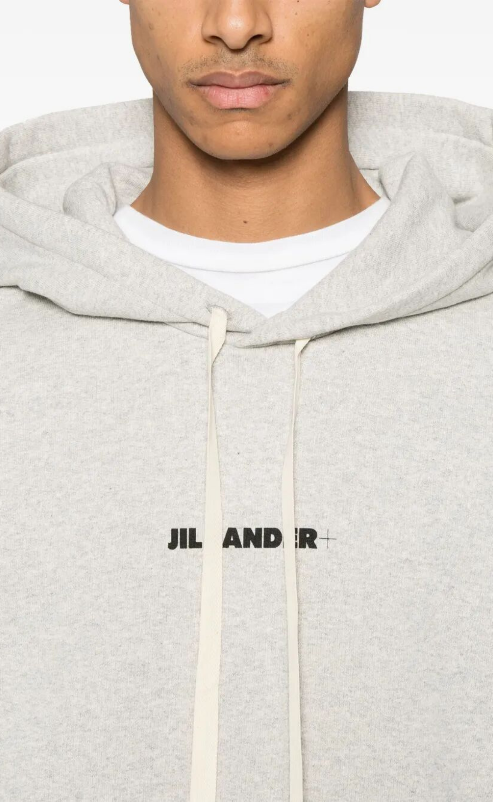 JIL SANDER LOGO PRINTED POWDER GREEN HOODIE