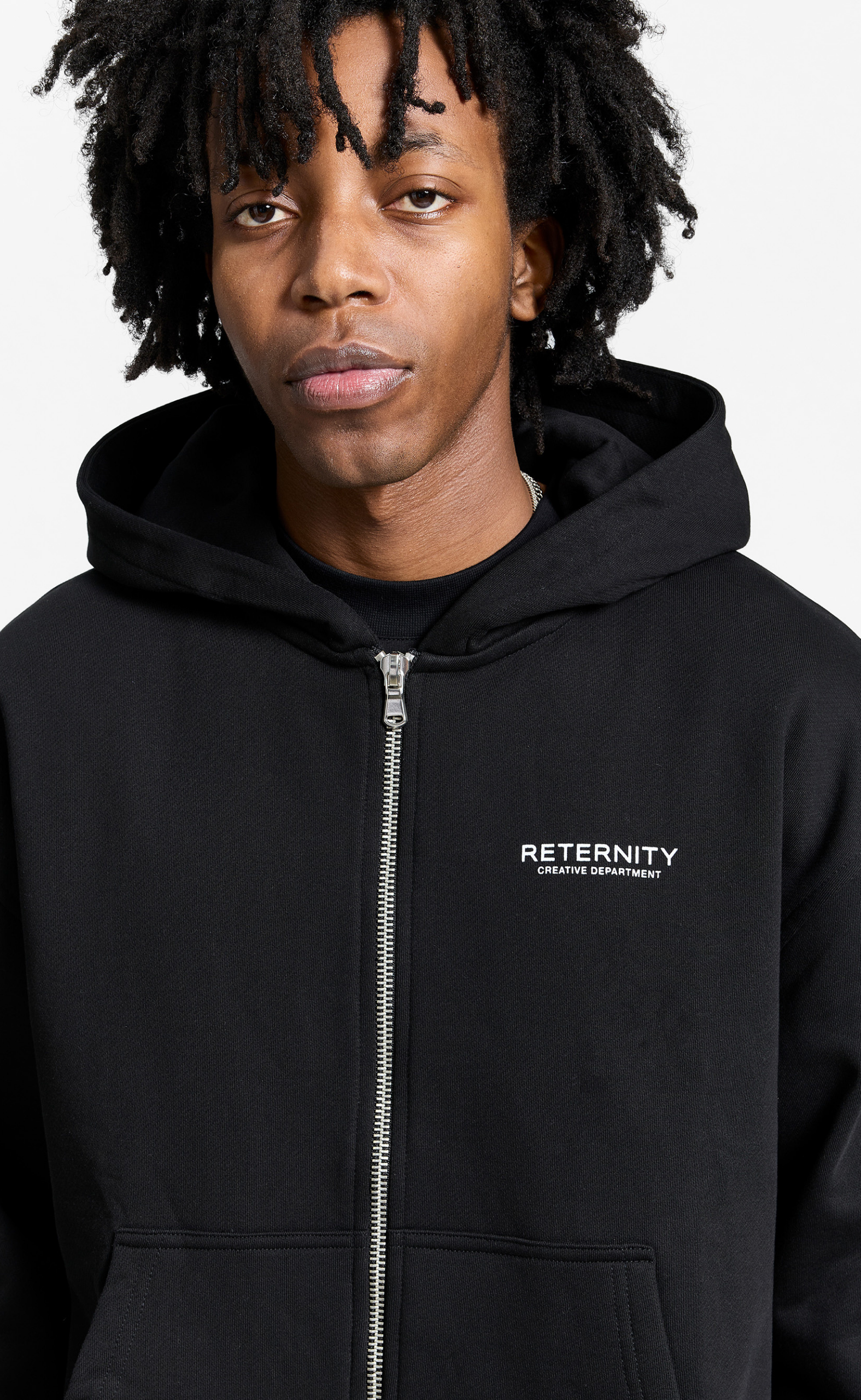 CREATIVE DEPT ZIP BLACK HOODIE