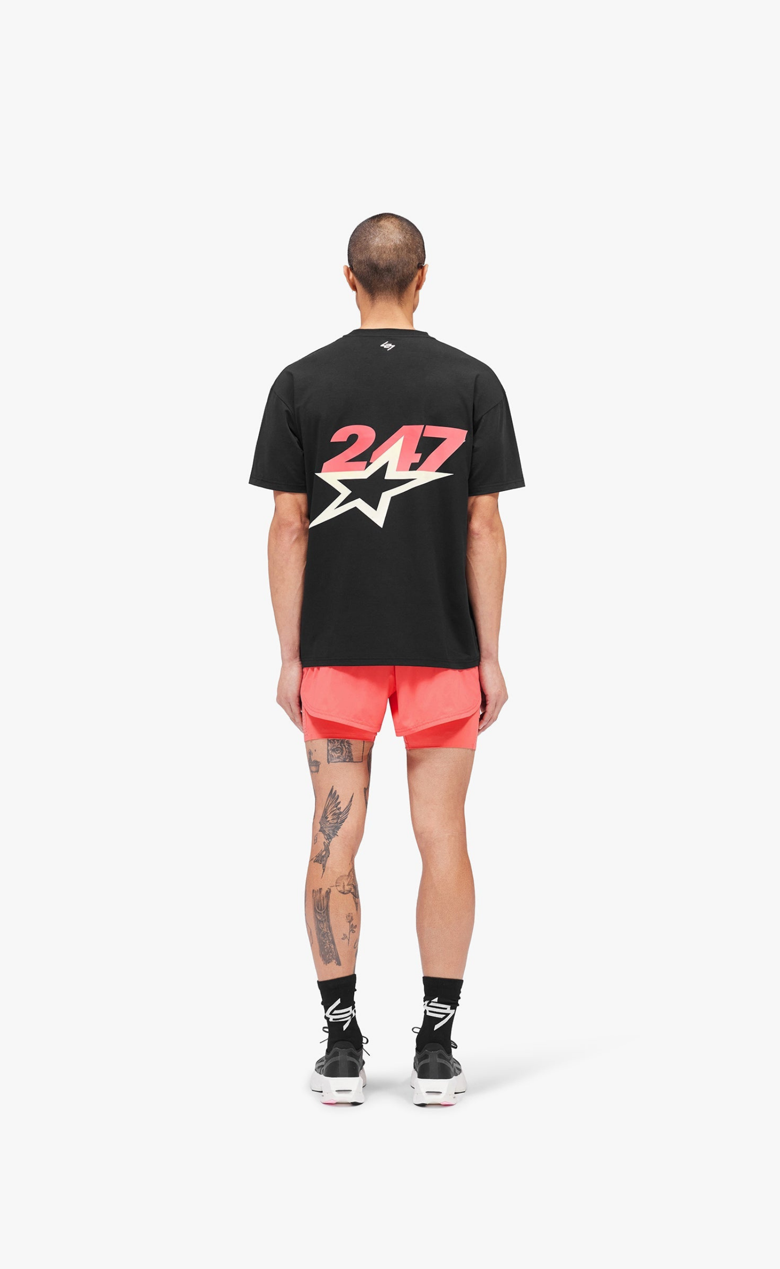 TEAM 247 STAR PRINT OVERSIZED JET BLACK T-SHIRT