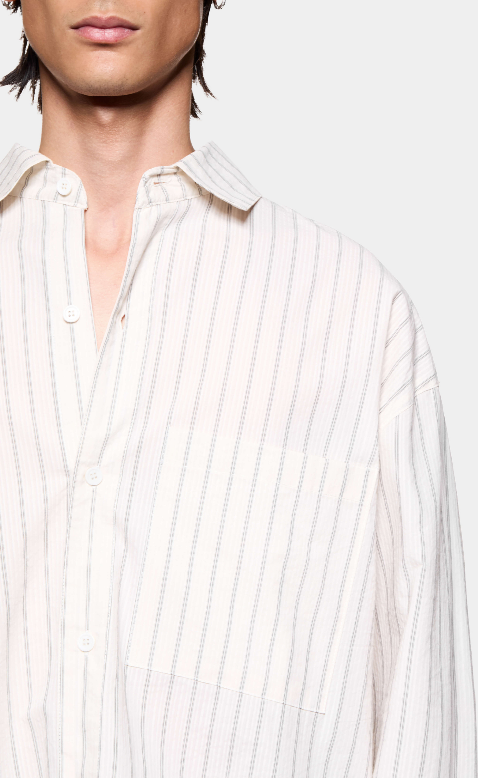 SEERSUCKER STRIPE BOX DRESS OFF WHITE SHIRT