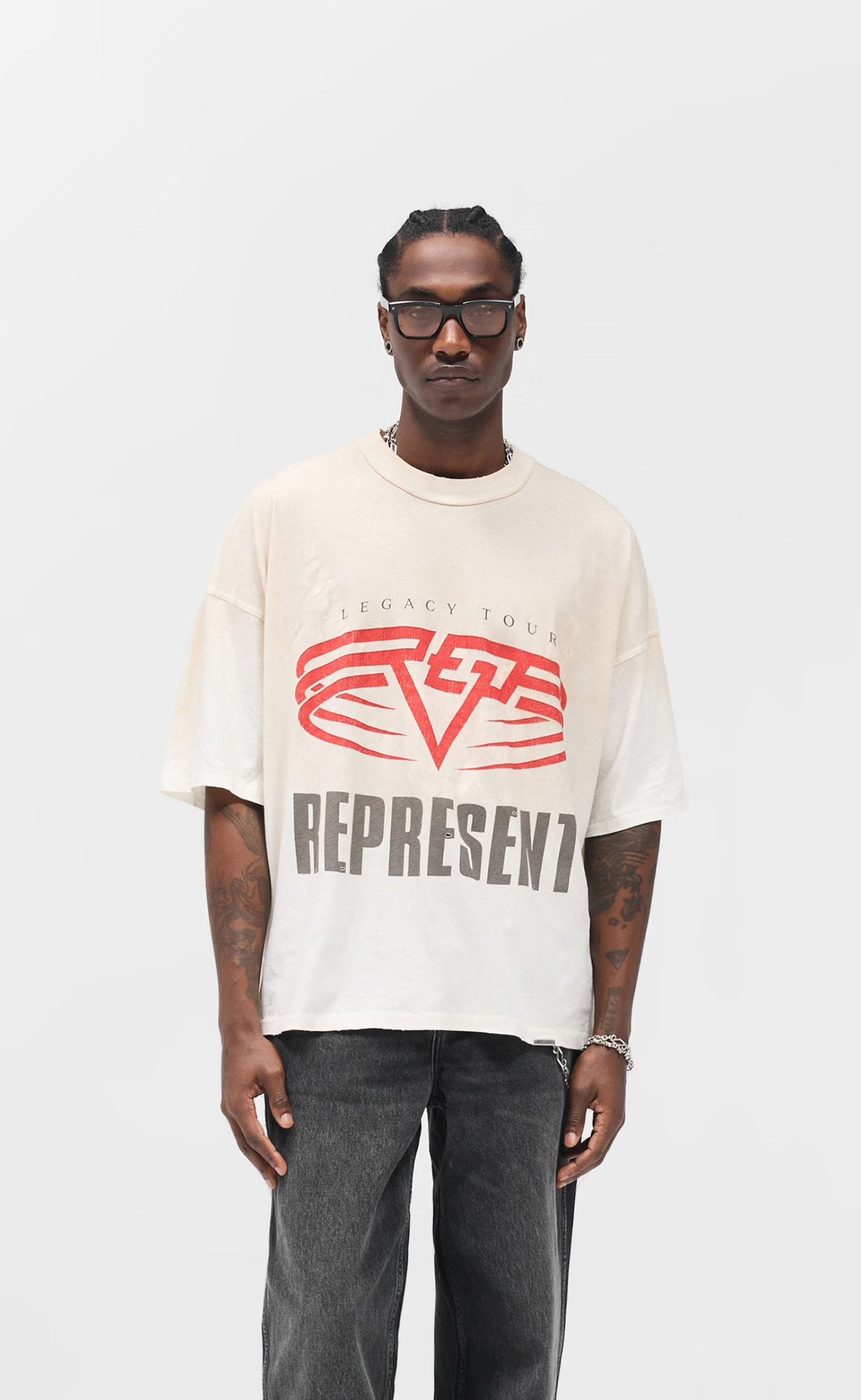 REPRESENT LIVING LEGACY WASHED ECRU T-SHIRT