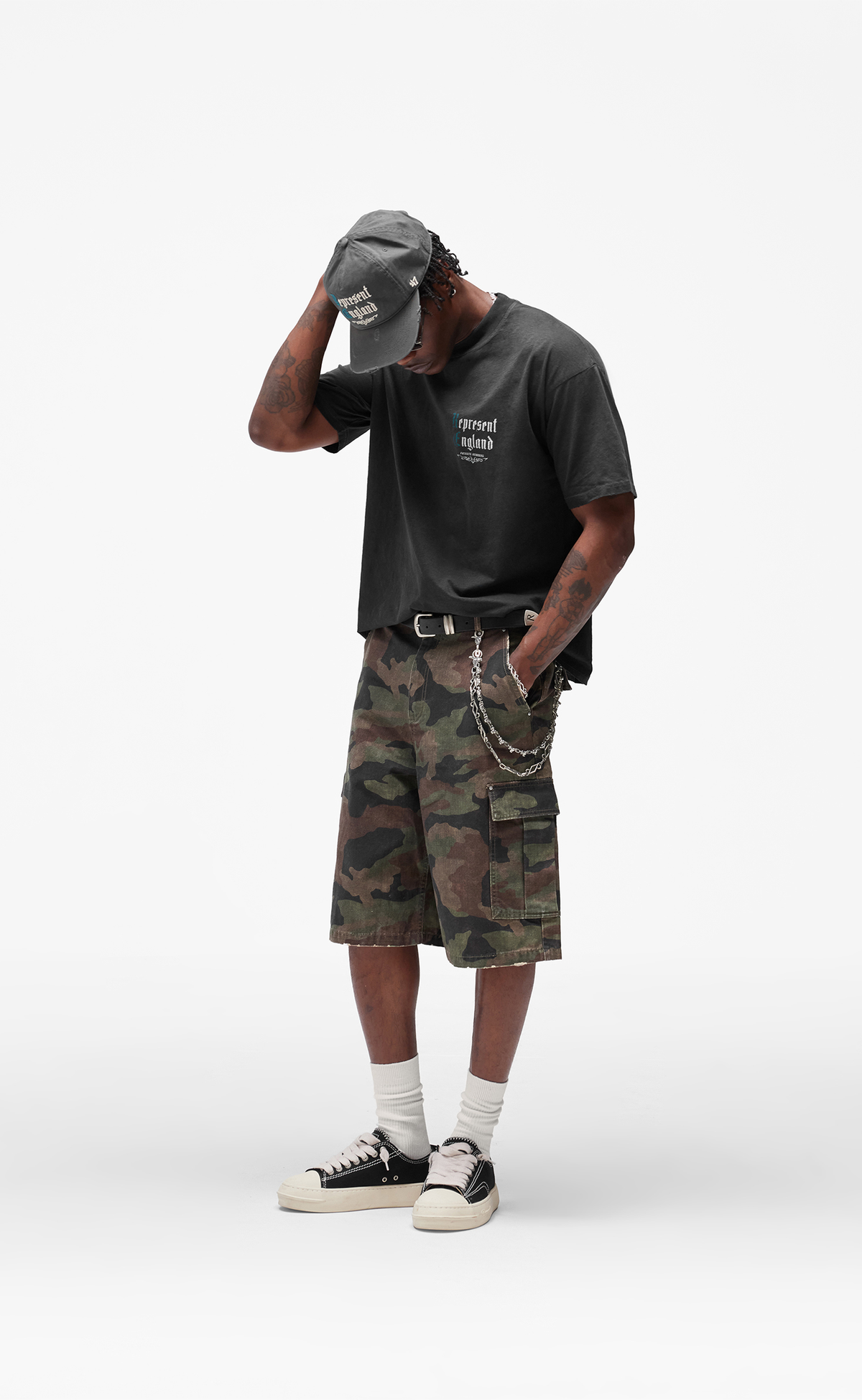 PRIVATE MEMBERS STAINED BLACK T-SHIRT
