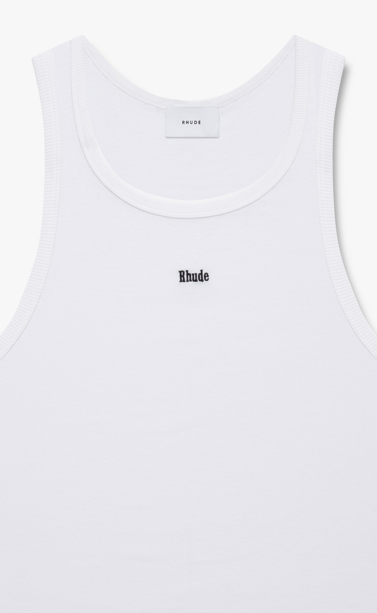 LOGO RIBBED WHITE TANK TOP