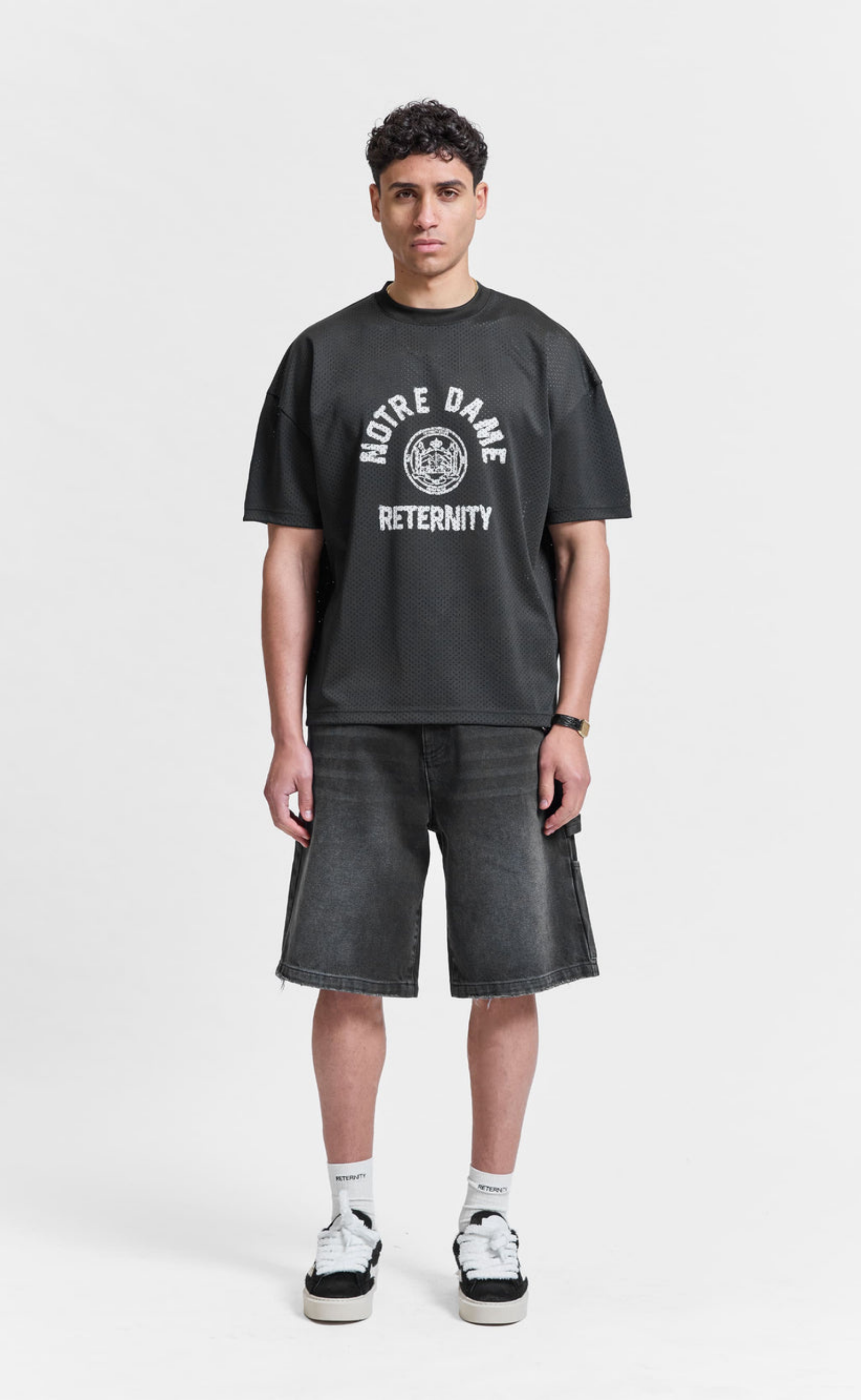 NOTRE DAME MESH BLACK T-SHIRT
