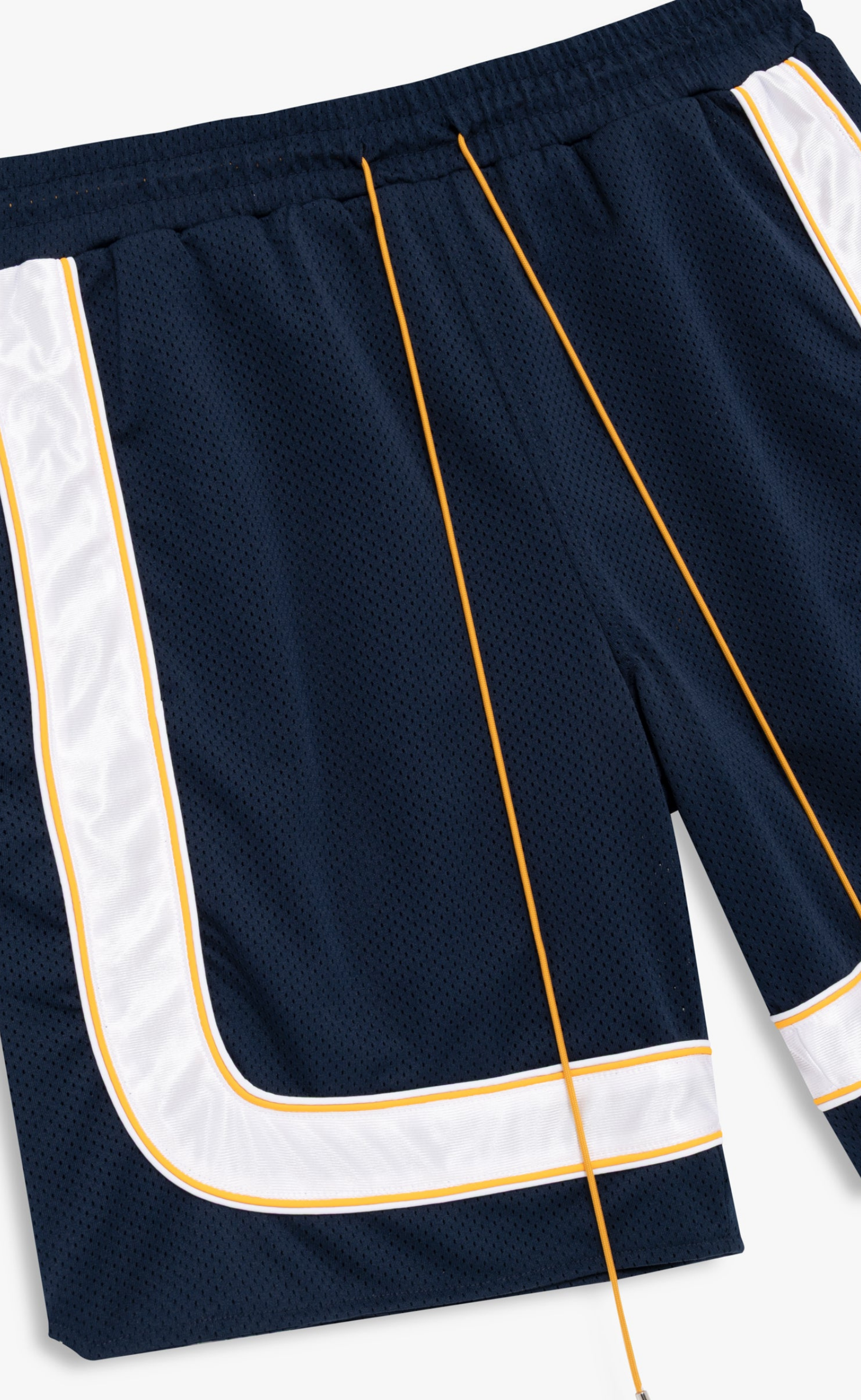 MESH PIPING BAGGY TRACK NAVY SHORTS