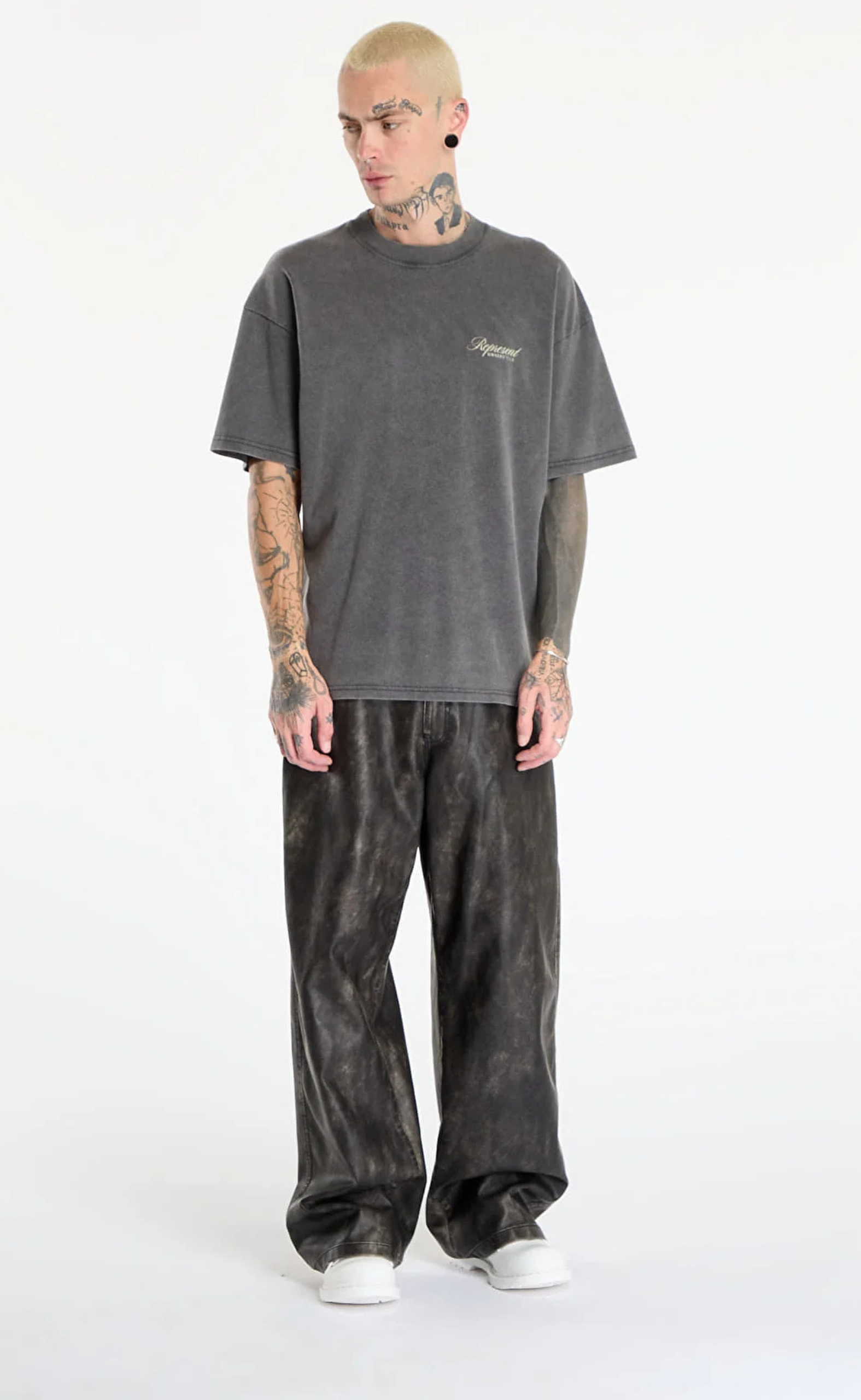 REPRESENT OWNERS CLUB SCRIPT VINTAGE GREY T-SHIRT