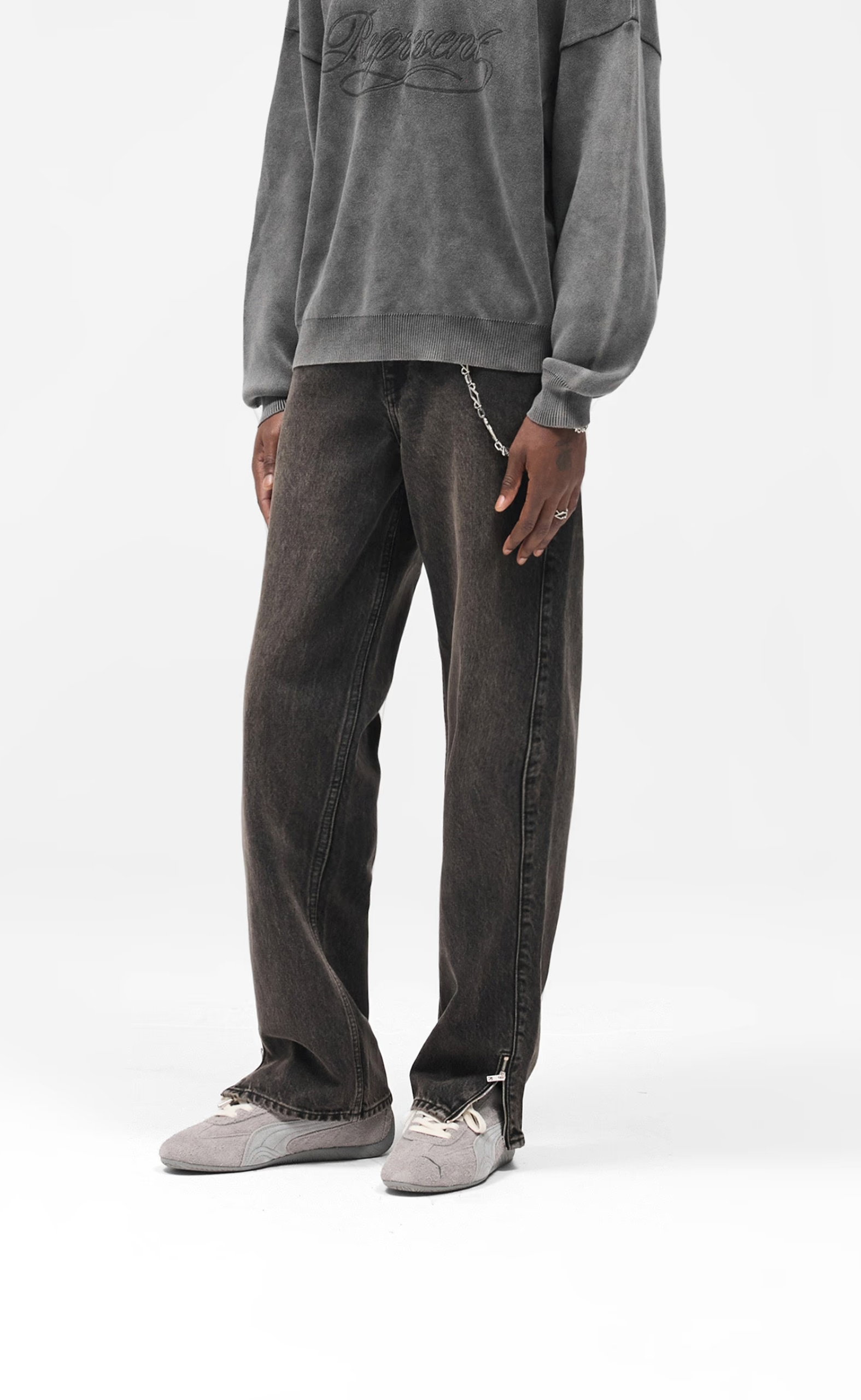 R2S SPLIT DENIM SOOT JEANS