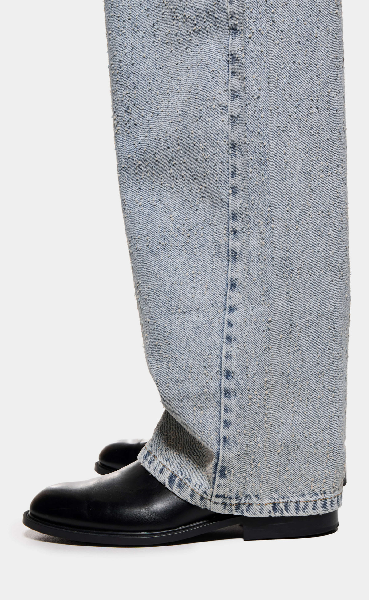 TWISTED WEAVE WIDE LEG BLEACH WASH JEANS