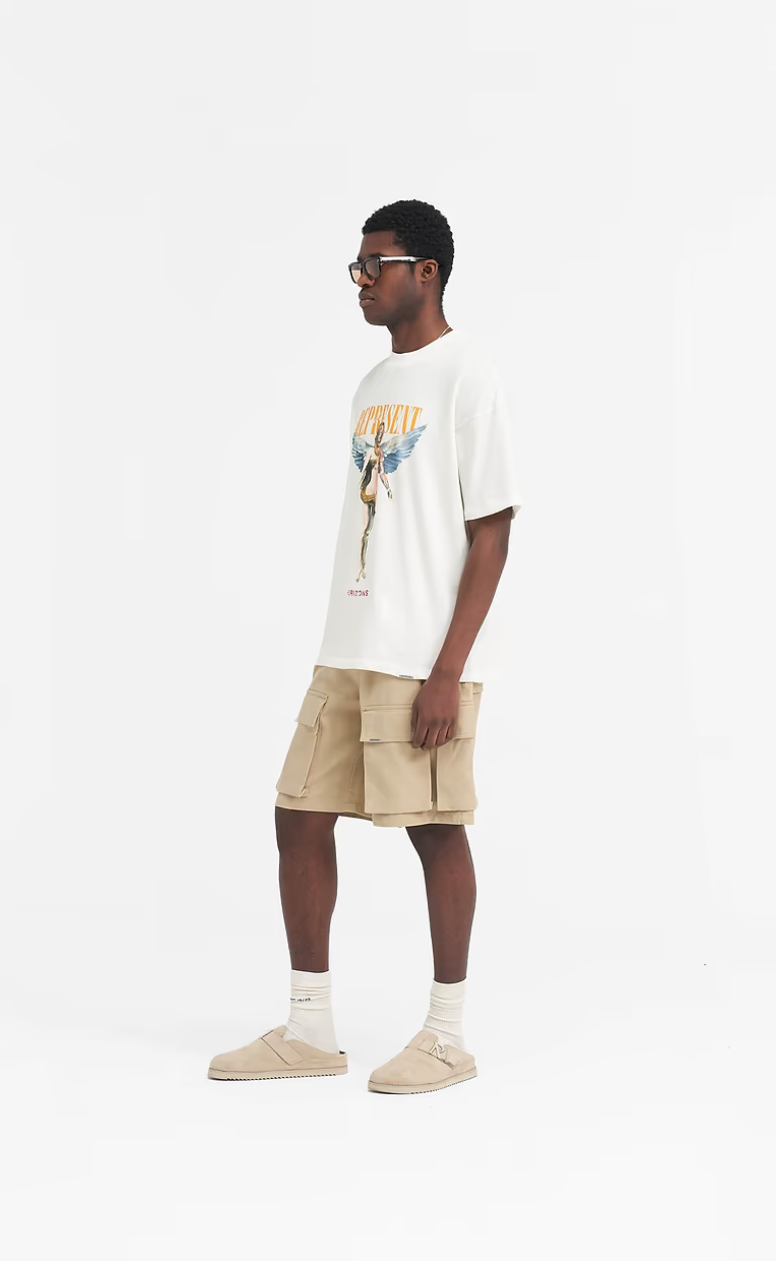 BAGGY COTTON CARGO SANDSTONE SHORTS