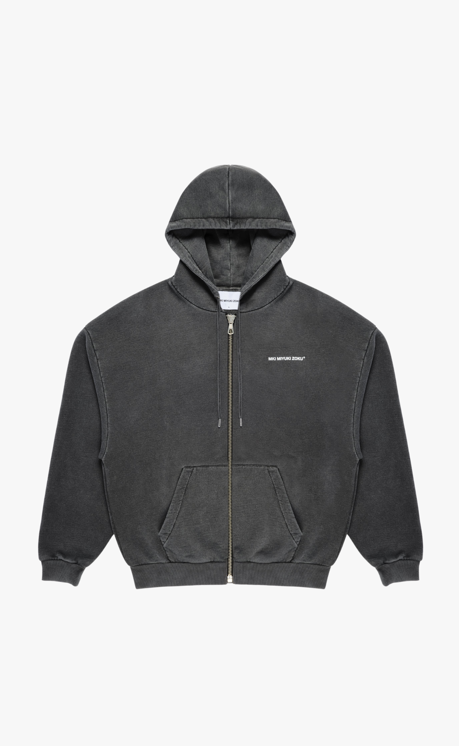 UNIFORM ZIP PIGMENT BLACK HOODIE