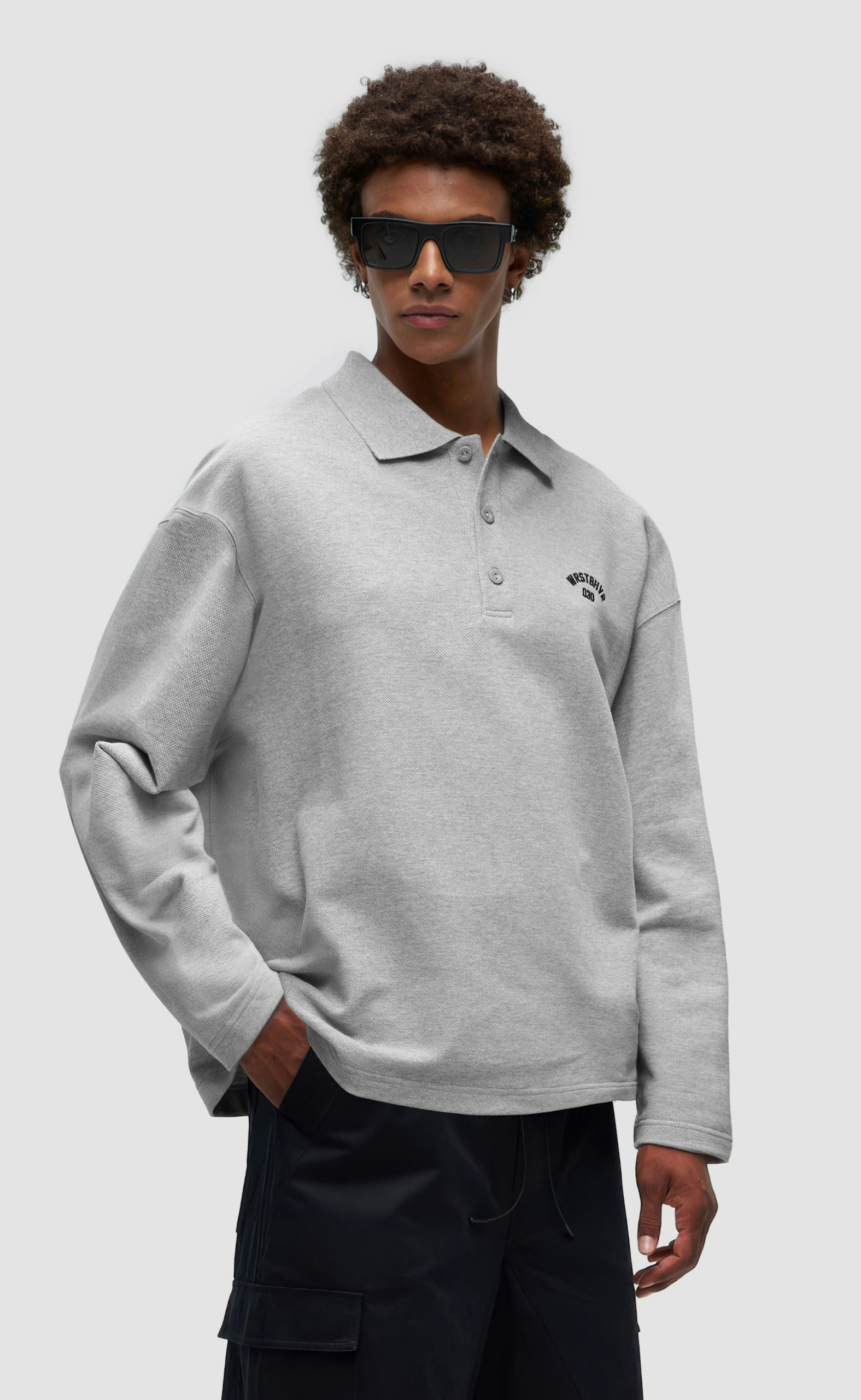 FRENNE POLO GRAY MELANGE LONGSLEEVE