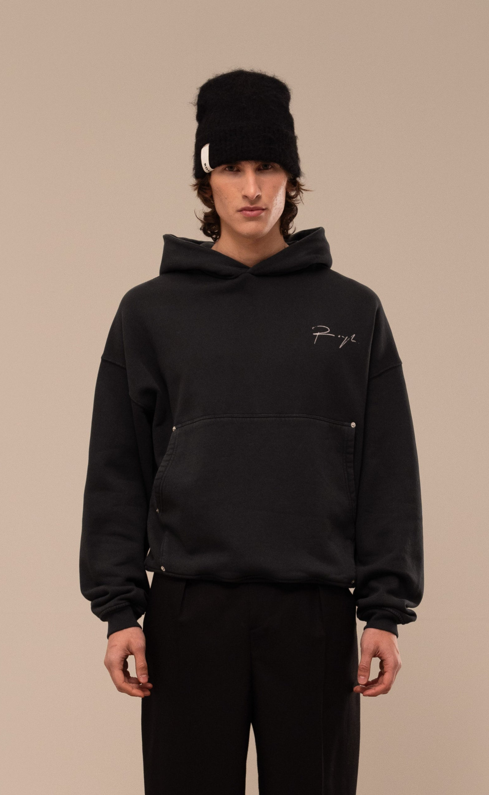 FIELDWORK BLACK WASHED HOODIE