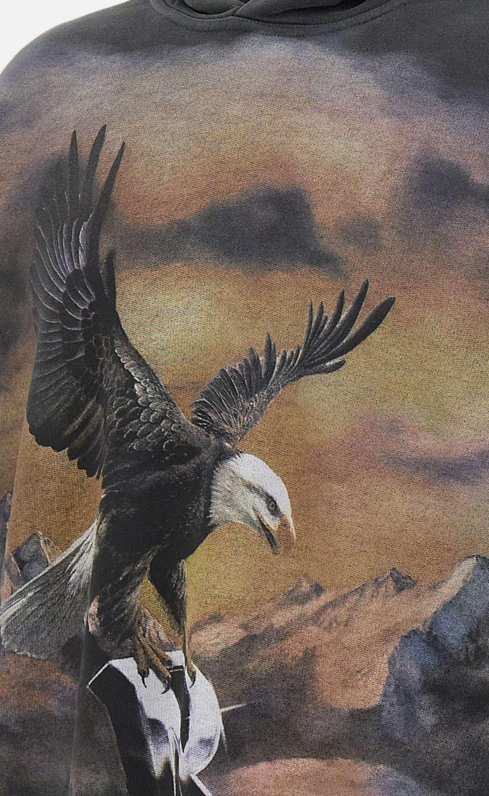 CHROME FLIGHT STAINED BLACK HOODIE