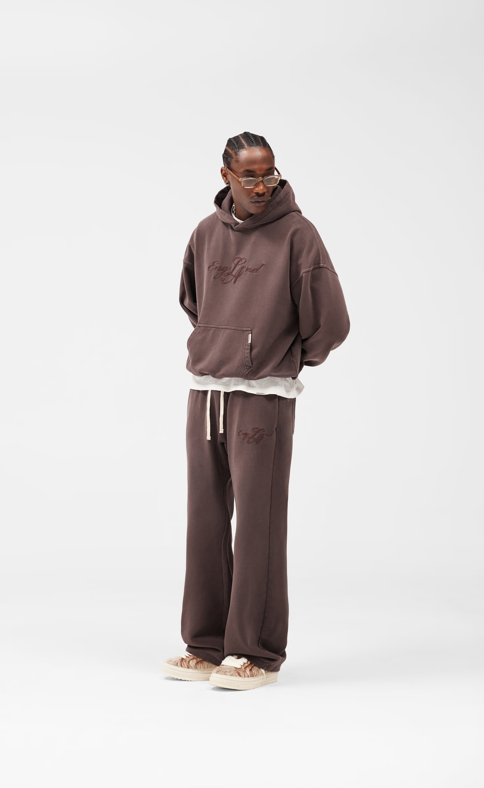 ENGLAND WASHED BROWN HOODIE