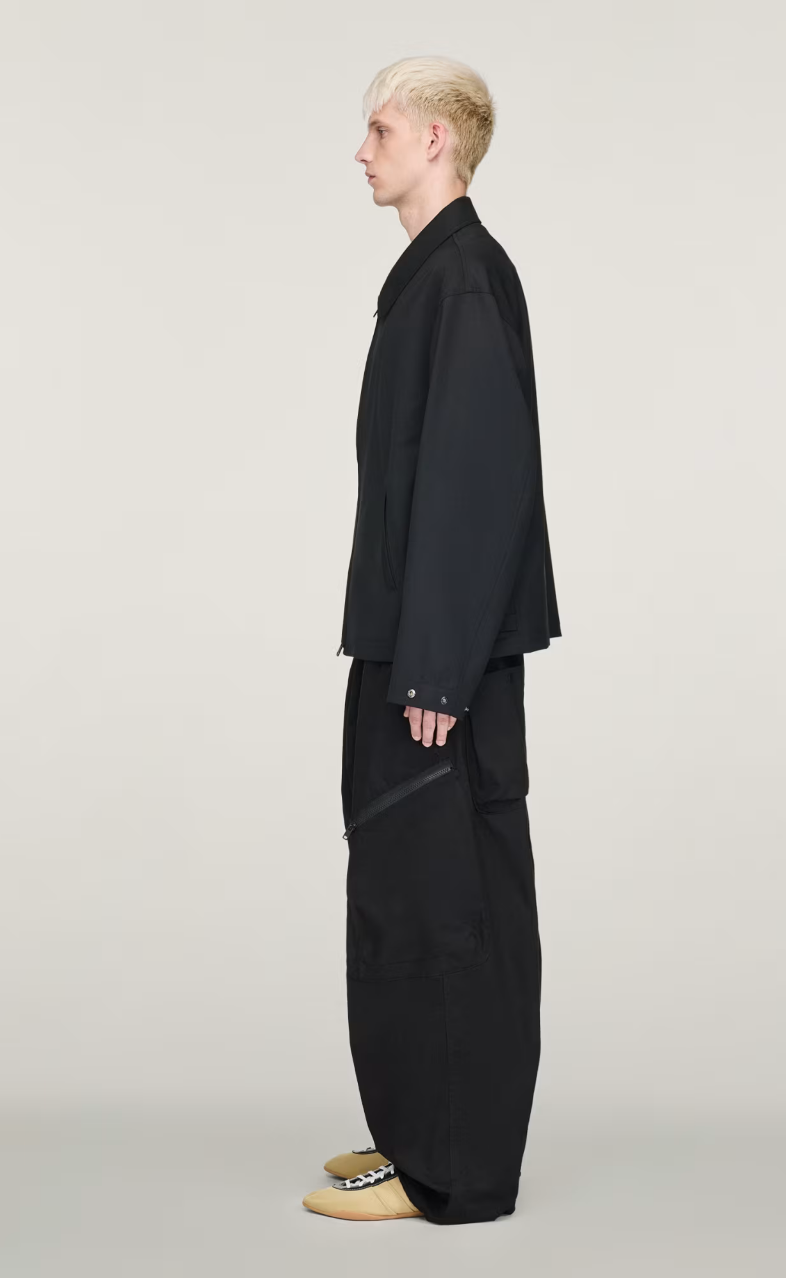 REFINED WOOL BLOUSON BLACK JACKET