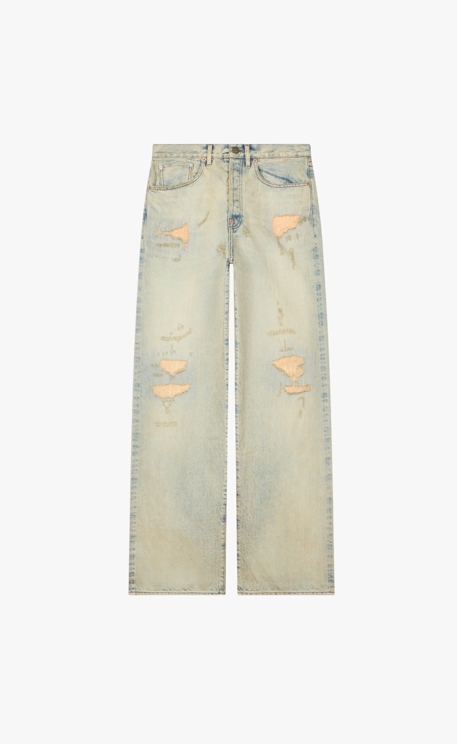 TURN UP WIDE FIT BLEACHED BLUE DENIM JEANS