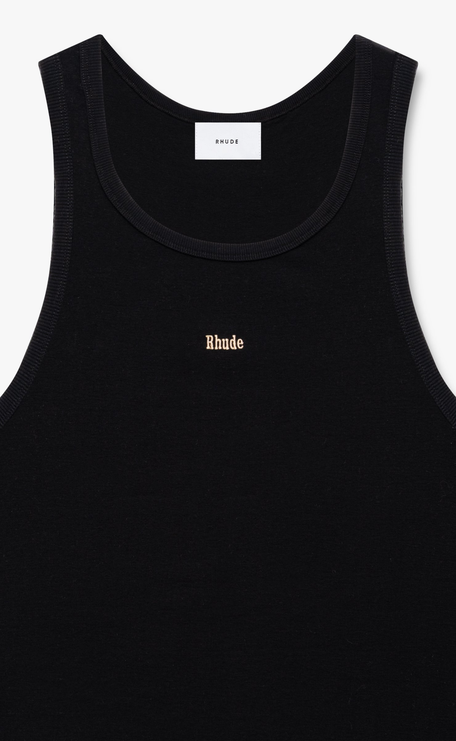 LOGO RIBBED BLACK TANK TOP