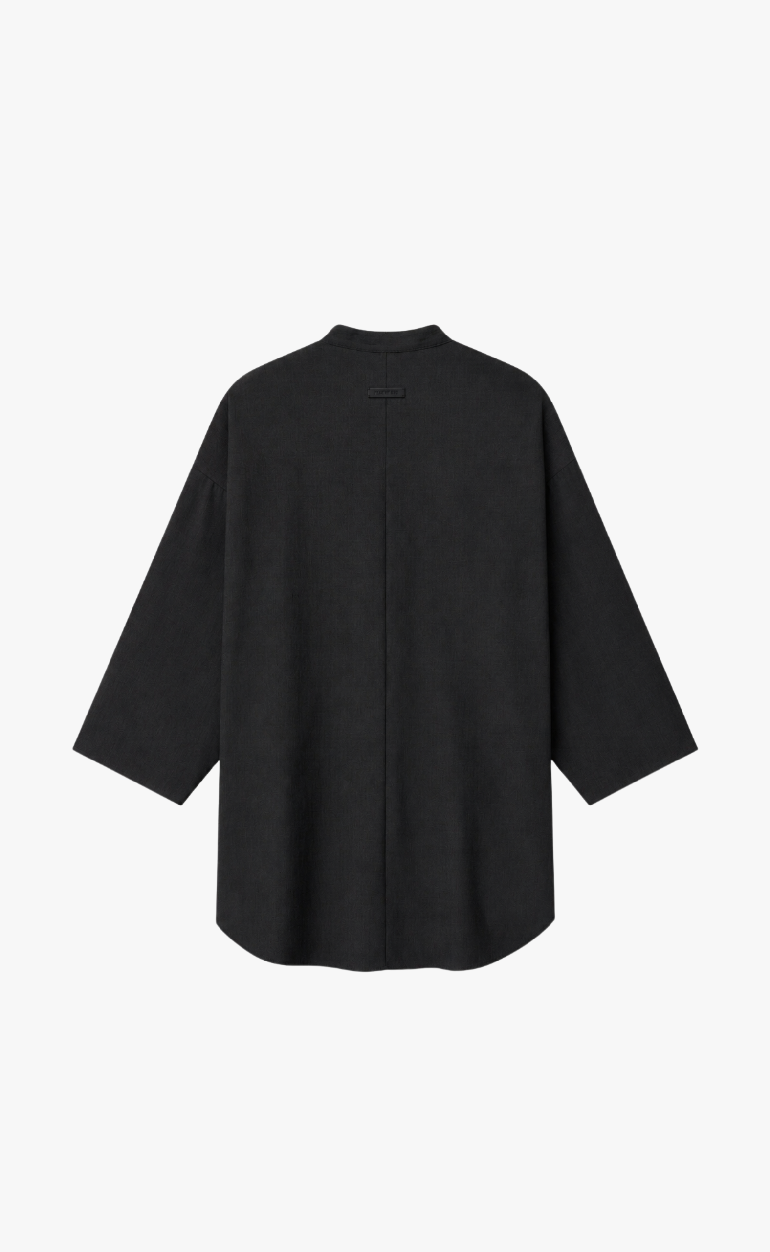 OXFORD MANDARIN RELAXED SHORT SLEEVE BLACK SHIRT