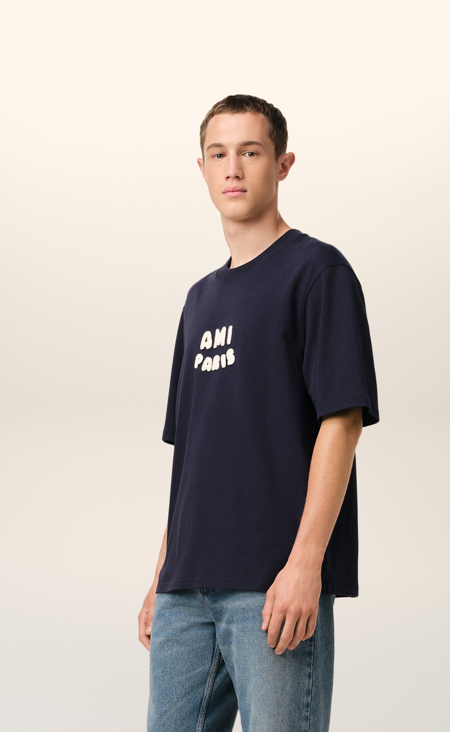 AMI PARIS PATCH NAVY BLUE T-SHIRT