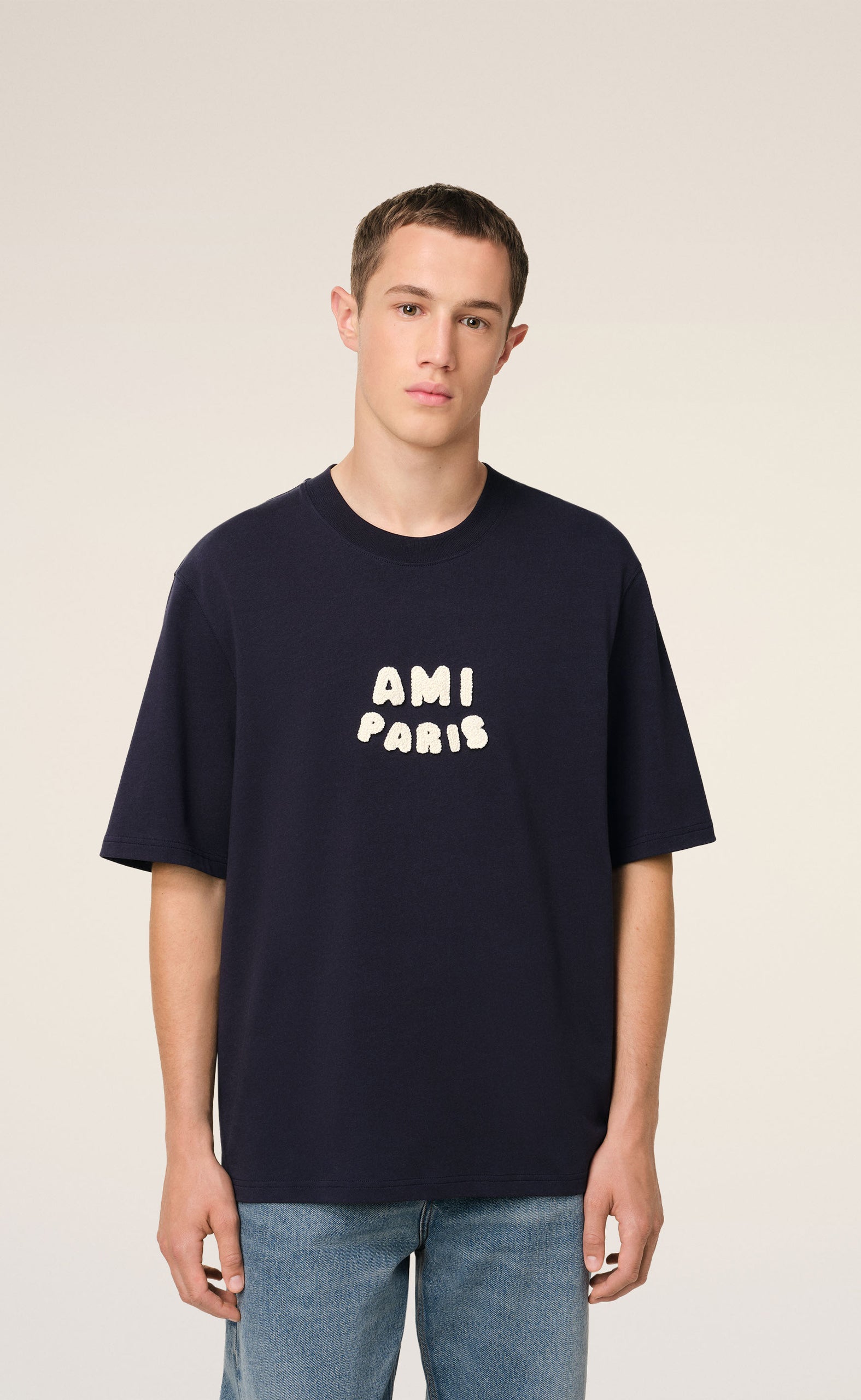 AMI PARIS PATCH NAVY BLUE T-SHIRT