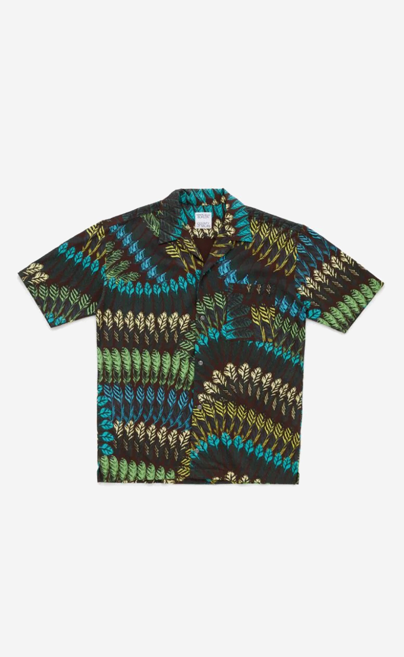 AOP FEATHERS HAWAII S/S SHIRT BROWN GRE