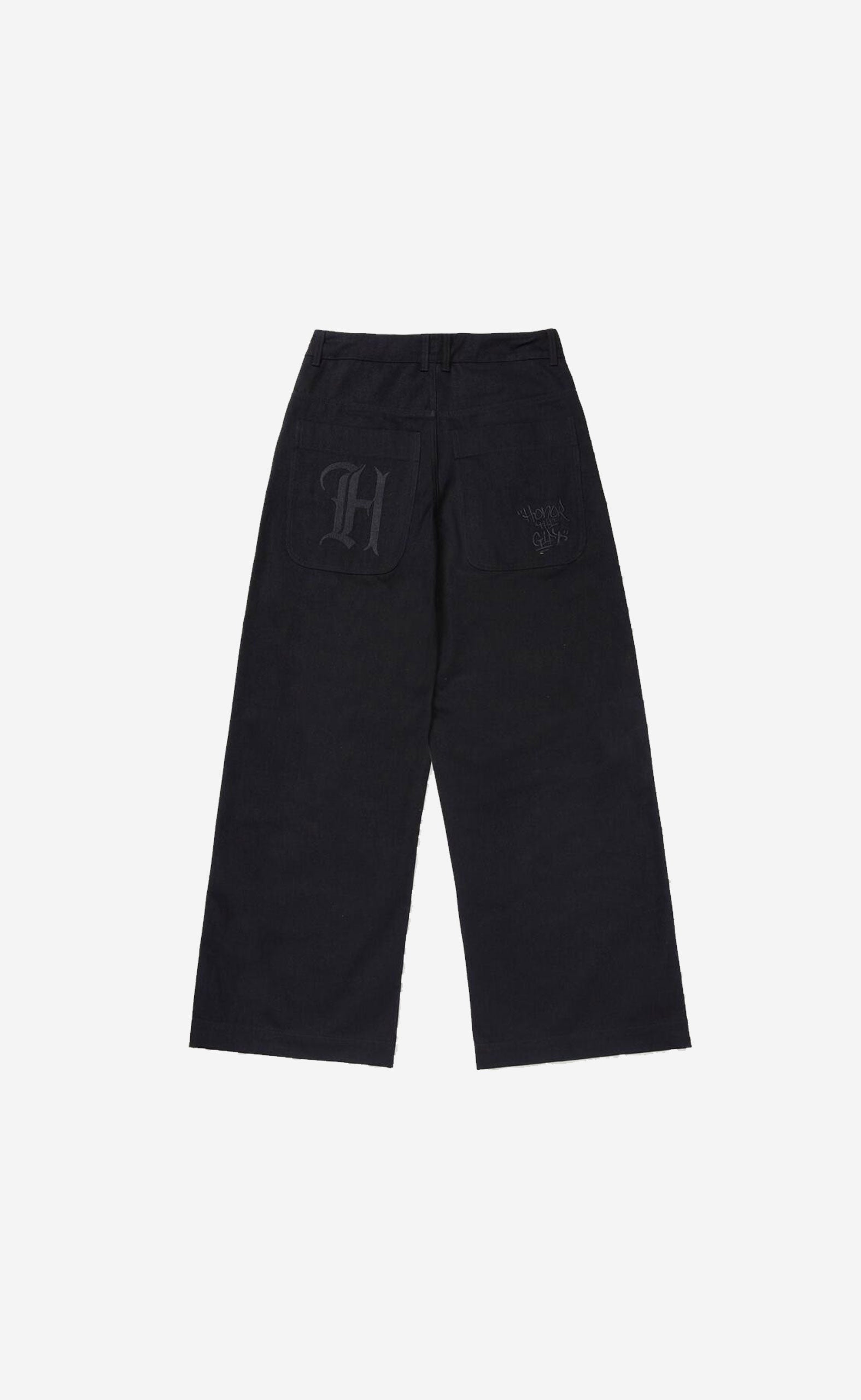 BLACK C-FALL WIDE LEG STAMPED DENIM PANT