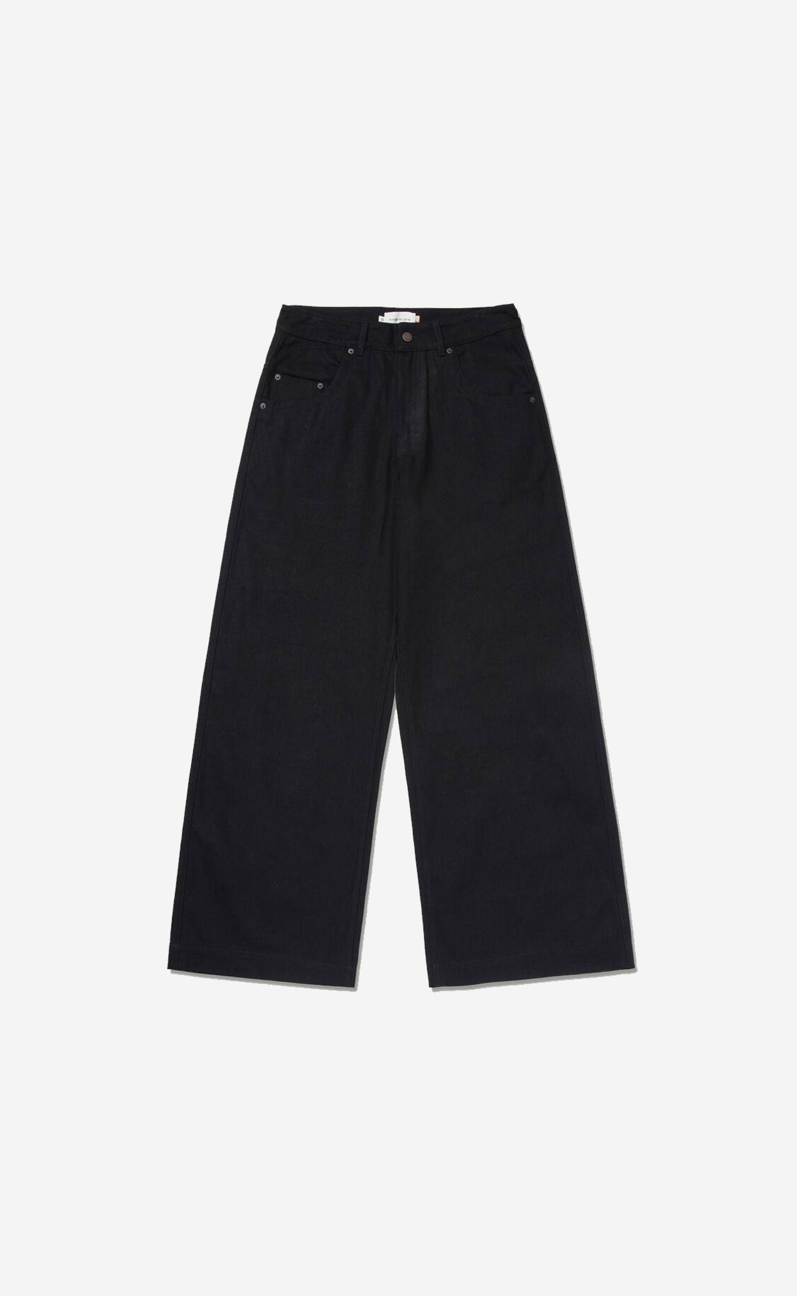 BLACK C-FALL WIDE LEG STAMPED DENIM PANT