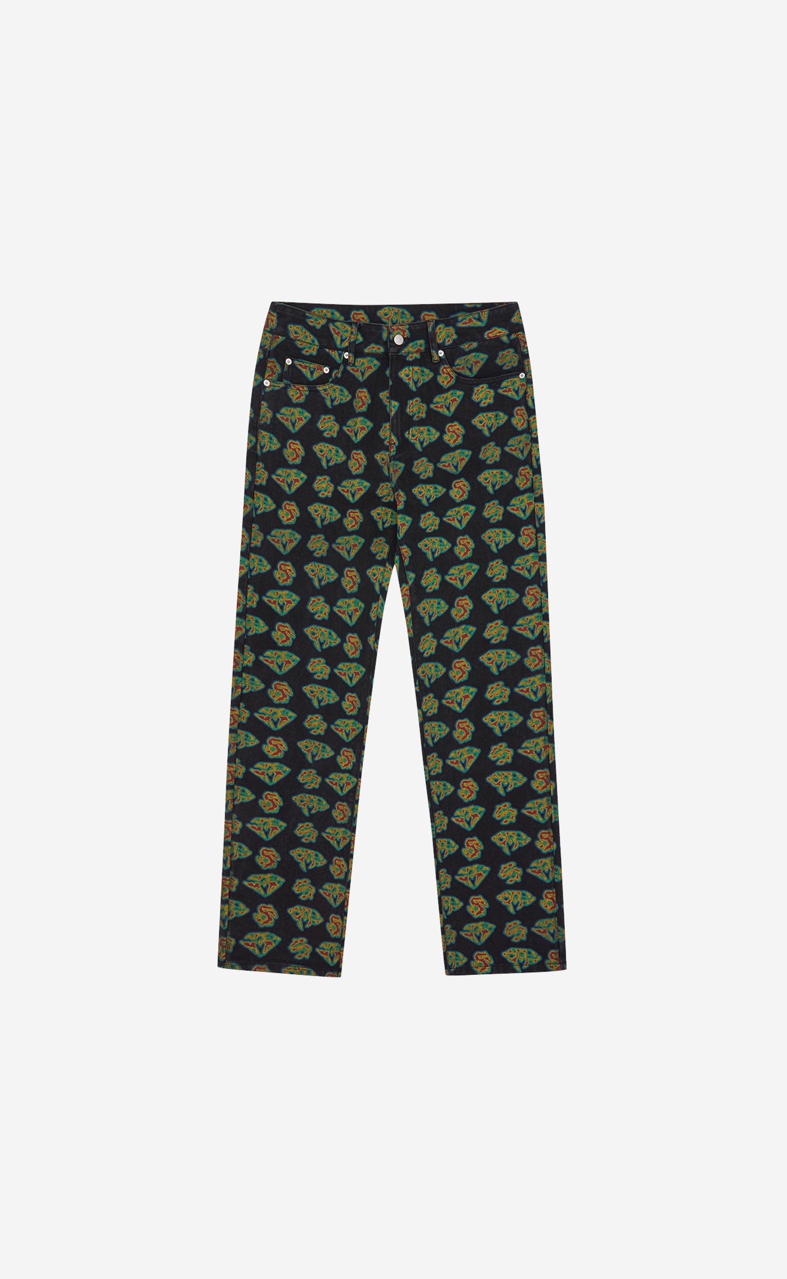 BLACK HEAT MAP DIAMONDS & DOLLARS DENIM PANTS