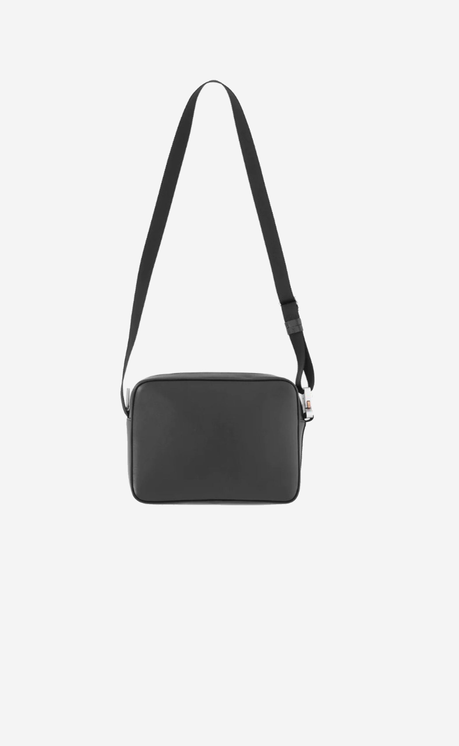 BLACK LEATHER BUCKLE CROSSBODY BAG