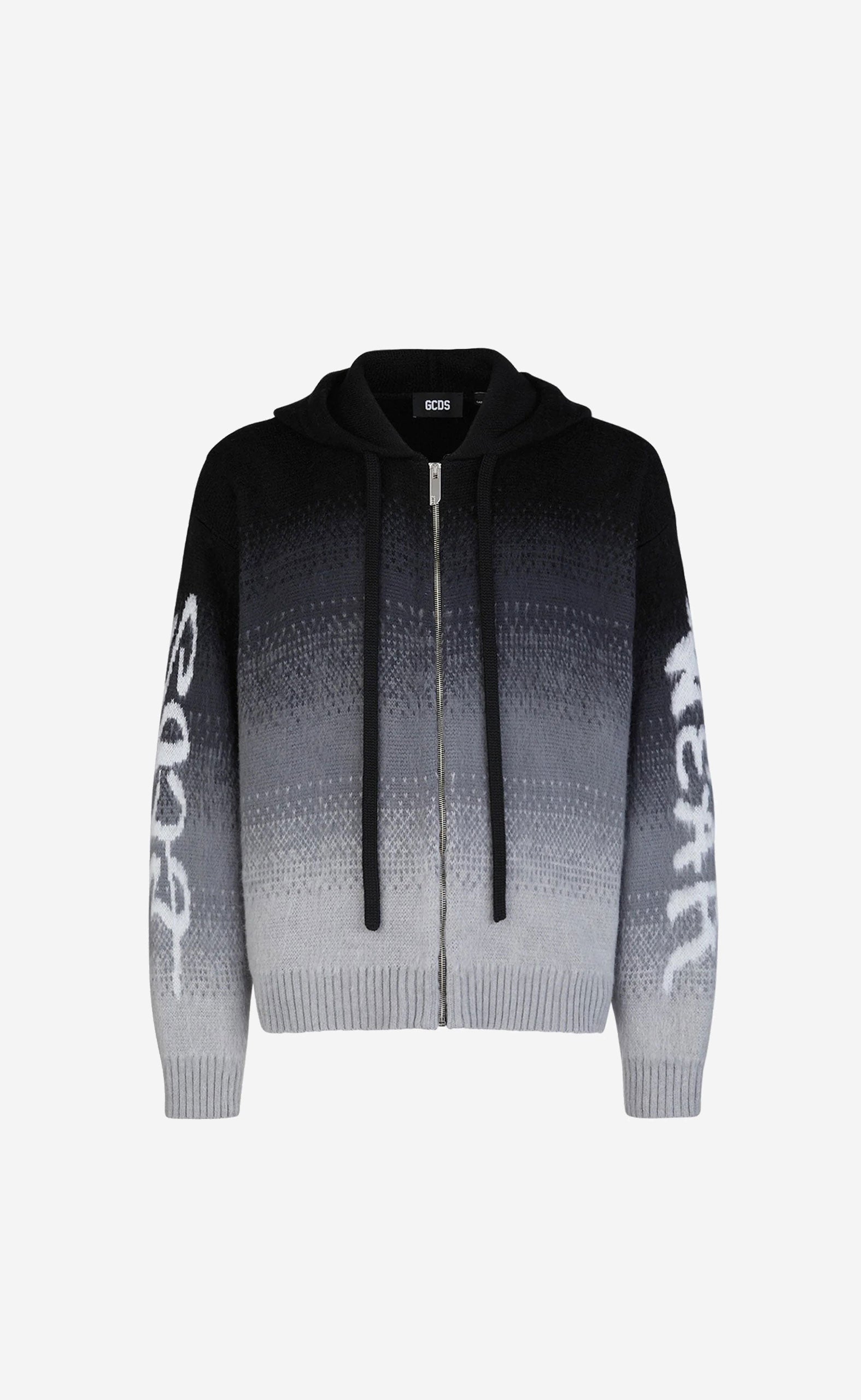 BRUSHED DEGRADE' ZIP UP JACKET BLACK