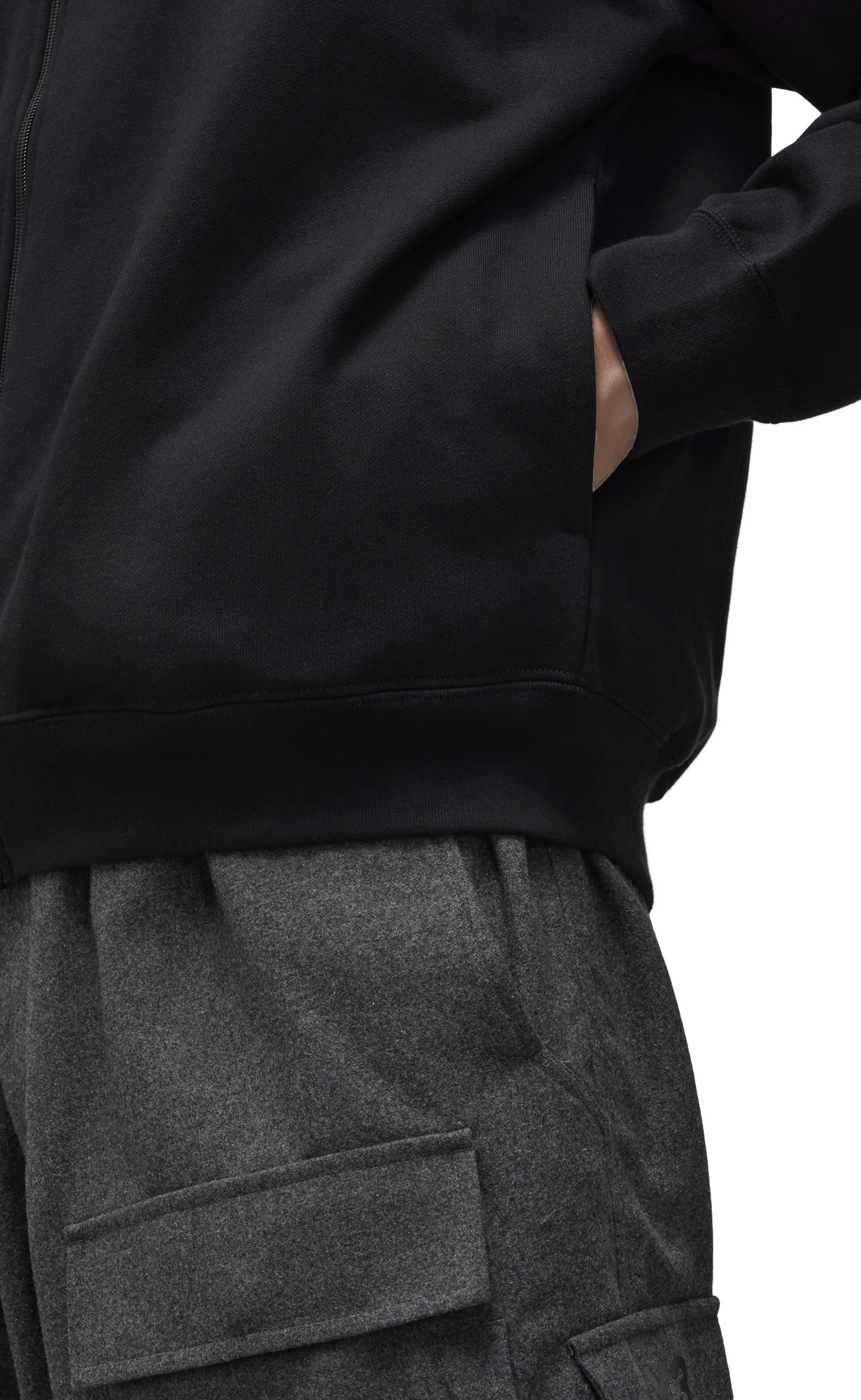 Â BRUSHED TERRY ZIP BLACK HOODIE