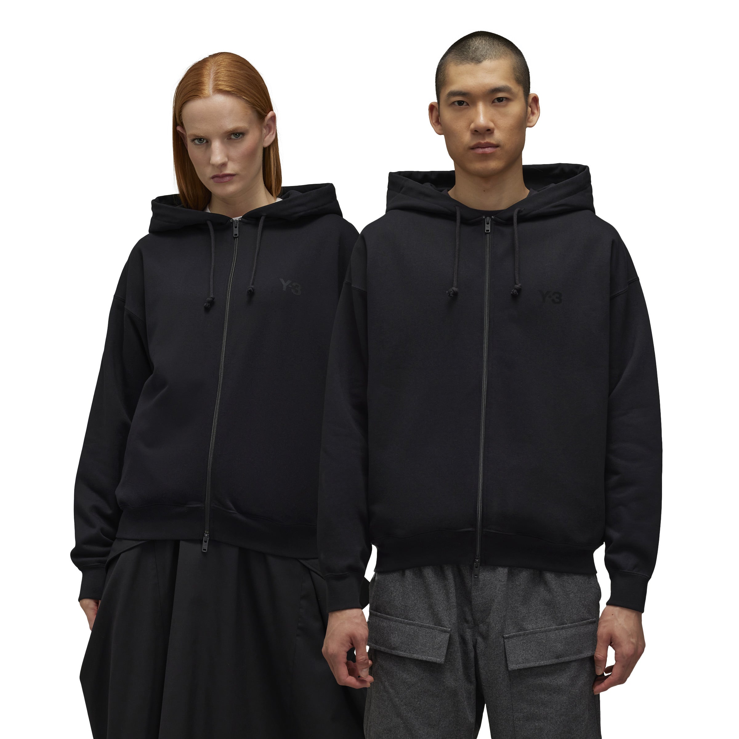 Â BRUSHED TERRY ZIP BLACK HOODIE