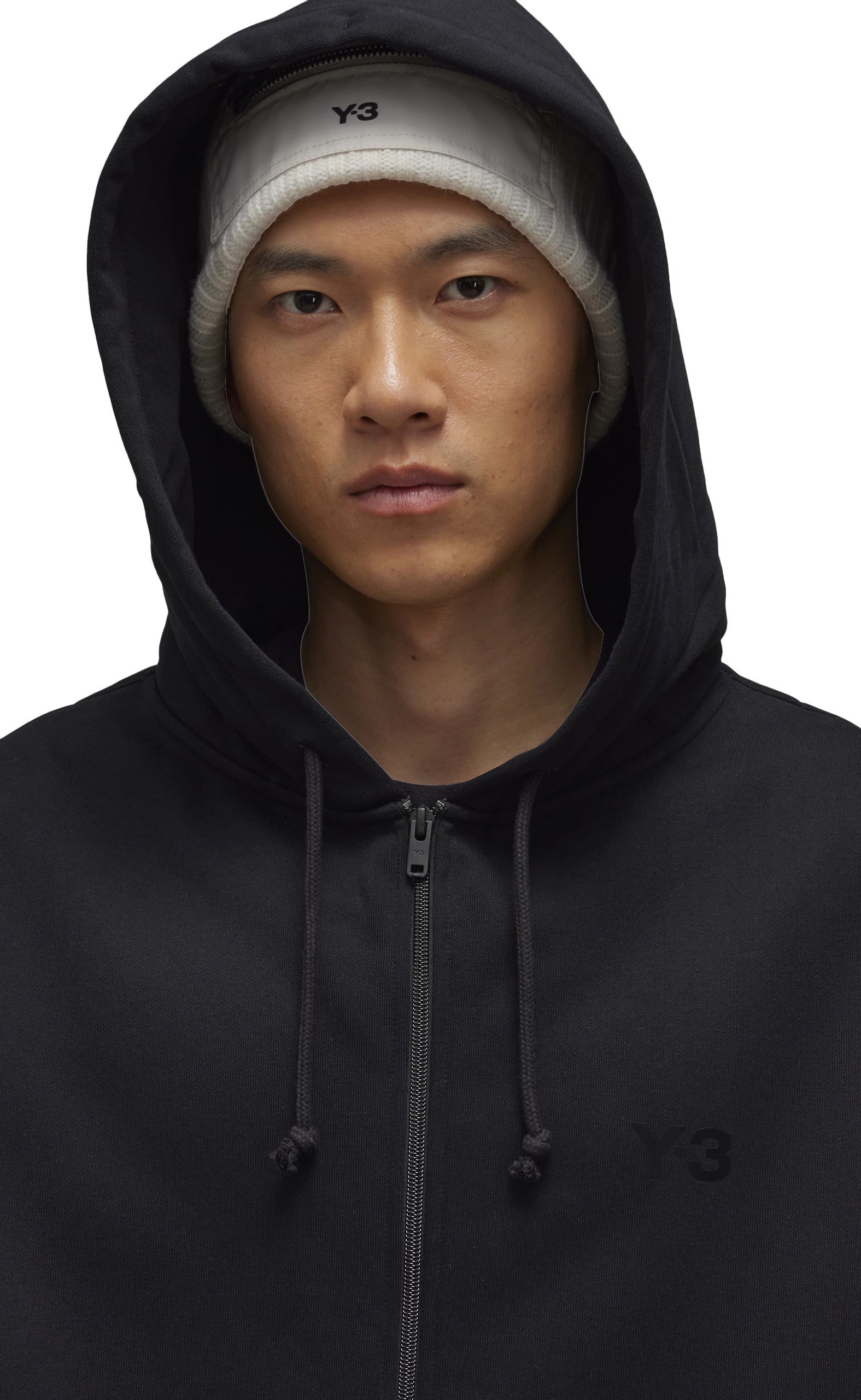 Â BRUSHED TERRY ZIP BLACK HOODIE