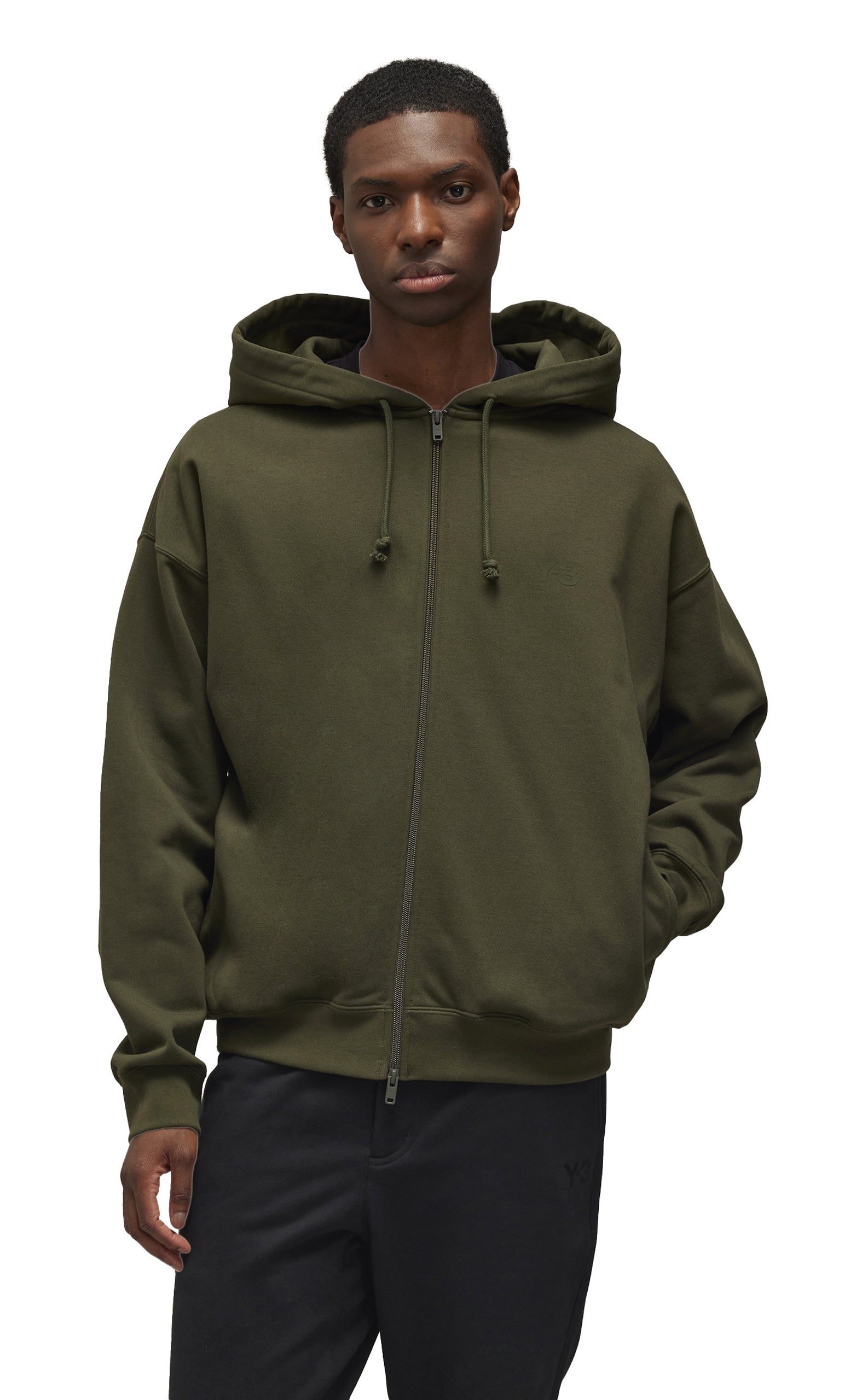 BRUSHED TERRY ZIP GREEN HOODIE