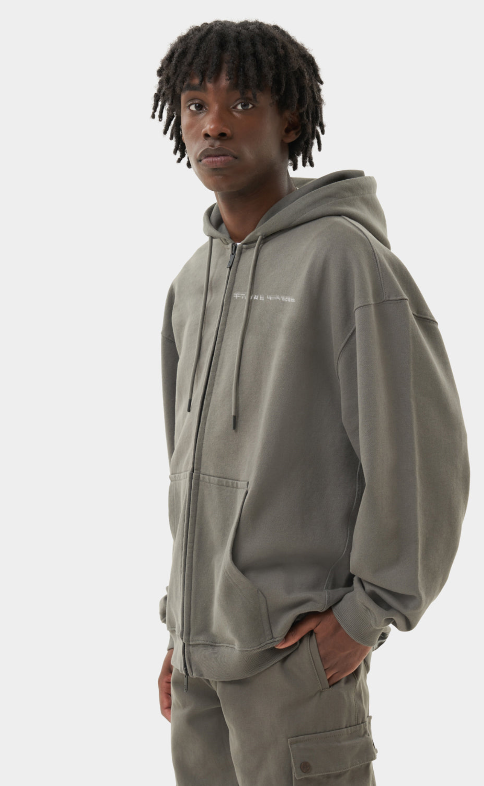 CHROME ZIP GUNMETAL HOODIE