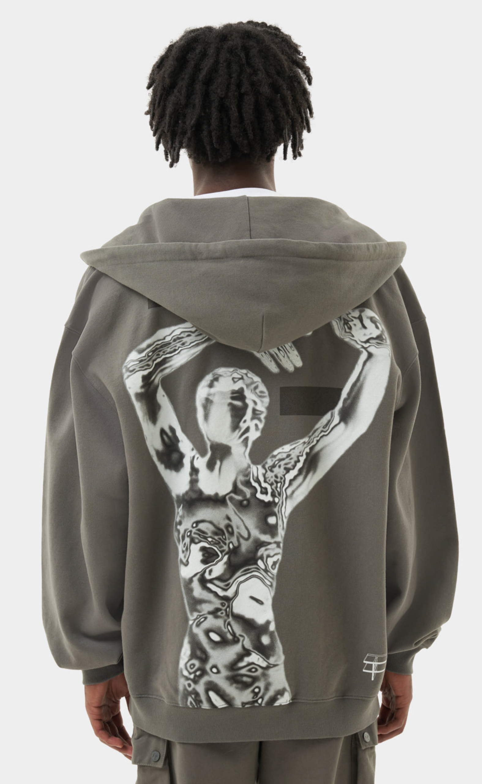 CHROME ZIP GUNMETAL HOODIE