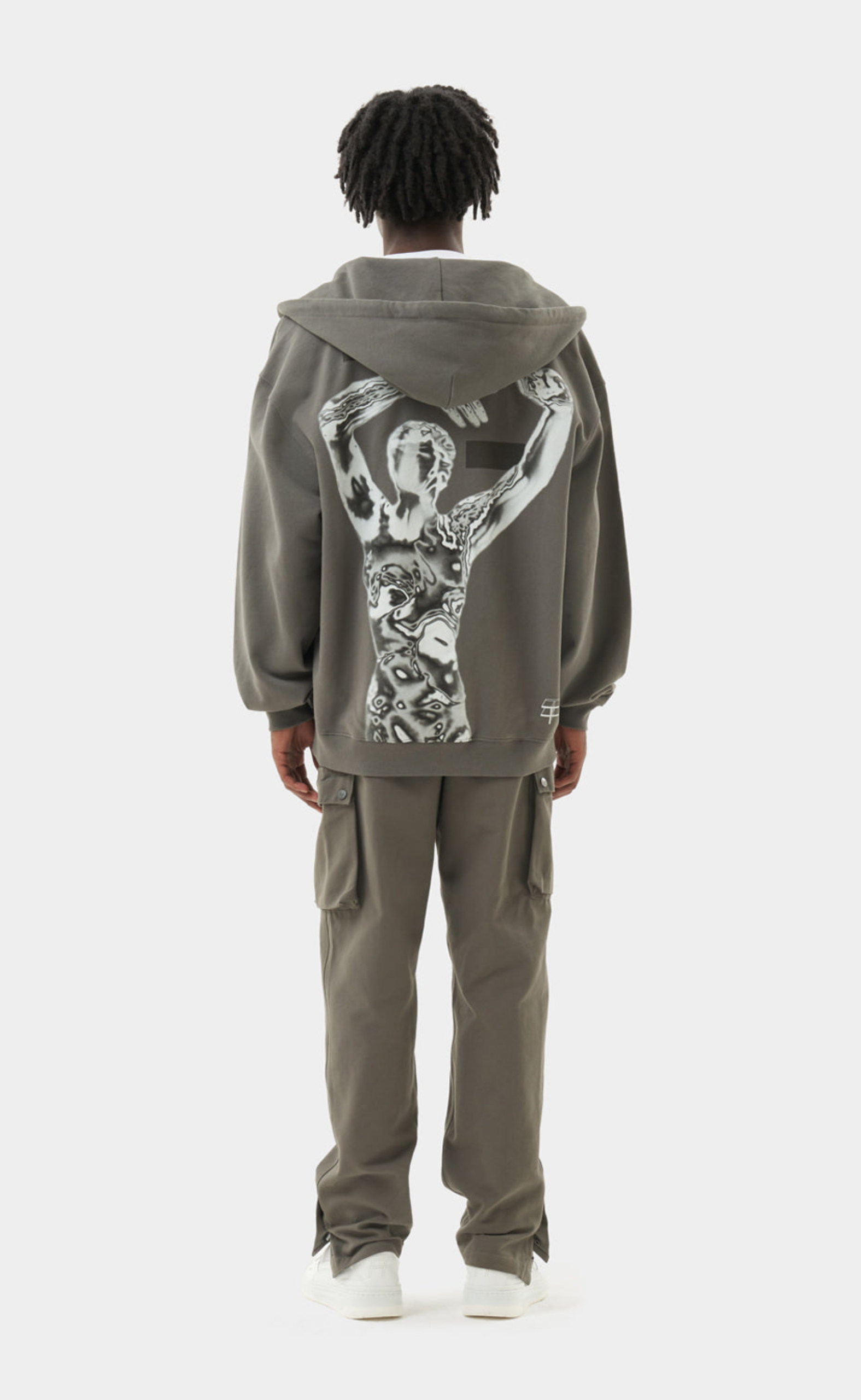 CHROME ZIP GUNMETAL HOODIE