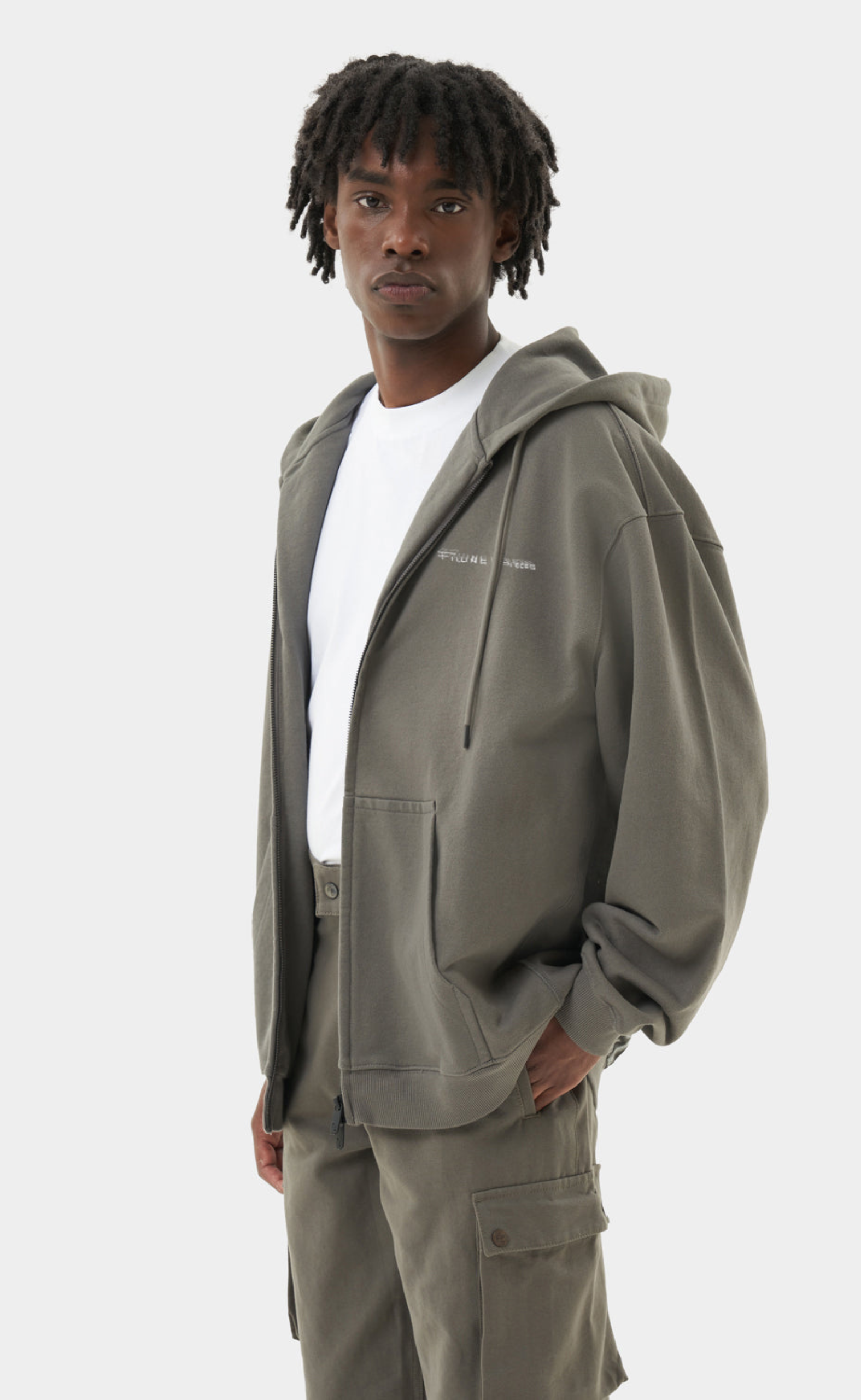 CHROME ZIP GUNMETAL HOODIE