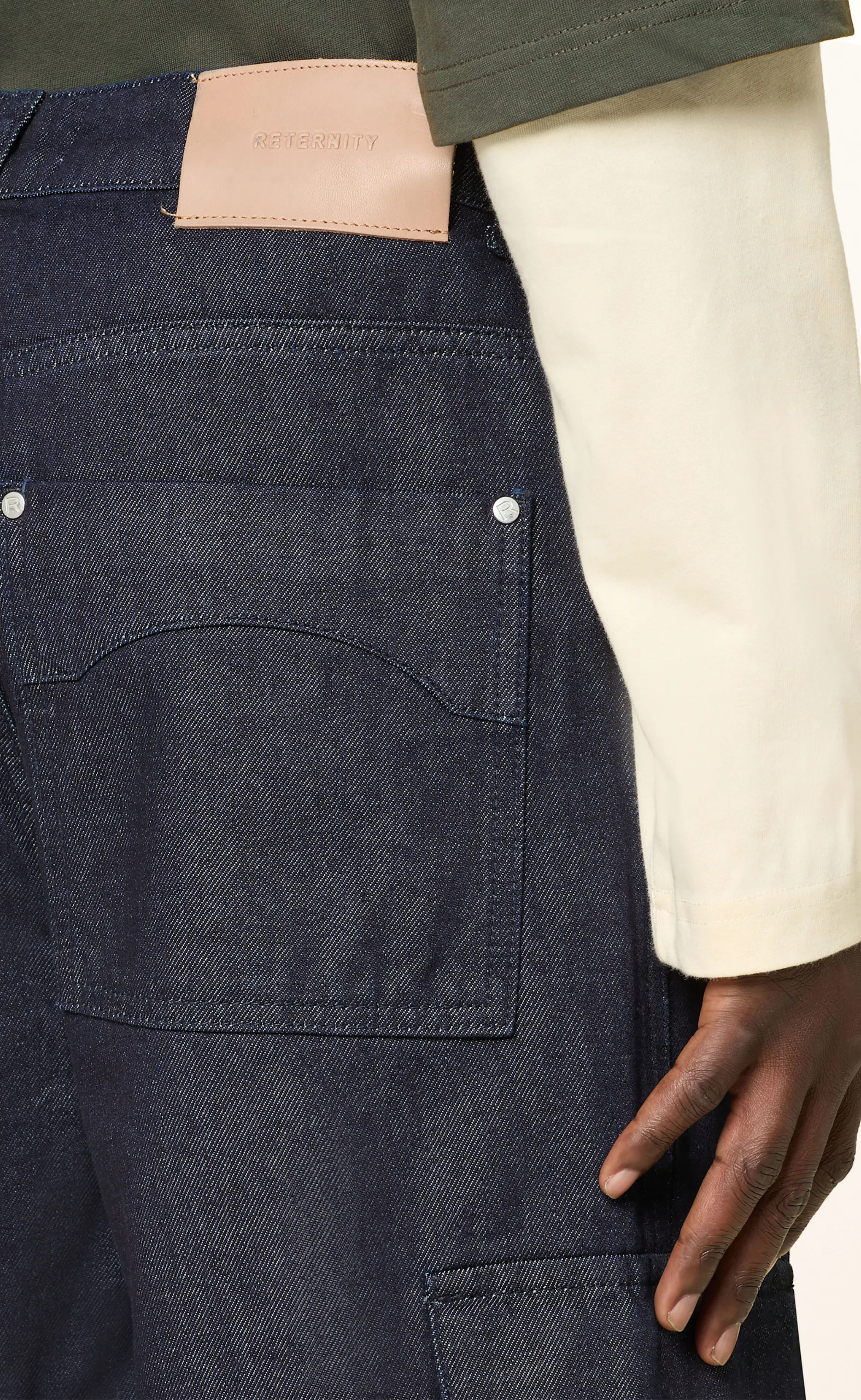 CONCEPTION CARGO RAW DENIM SHORTS