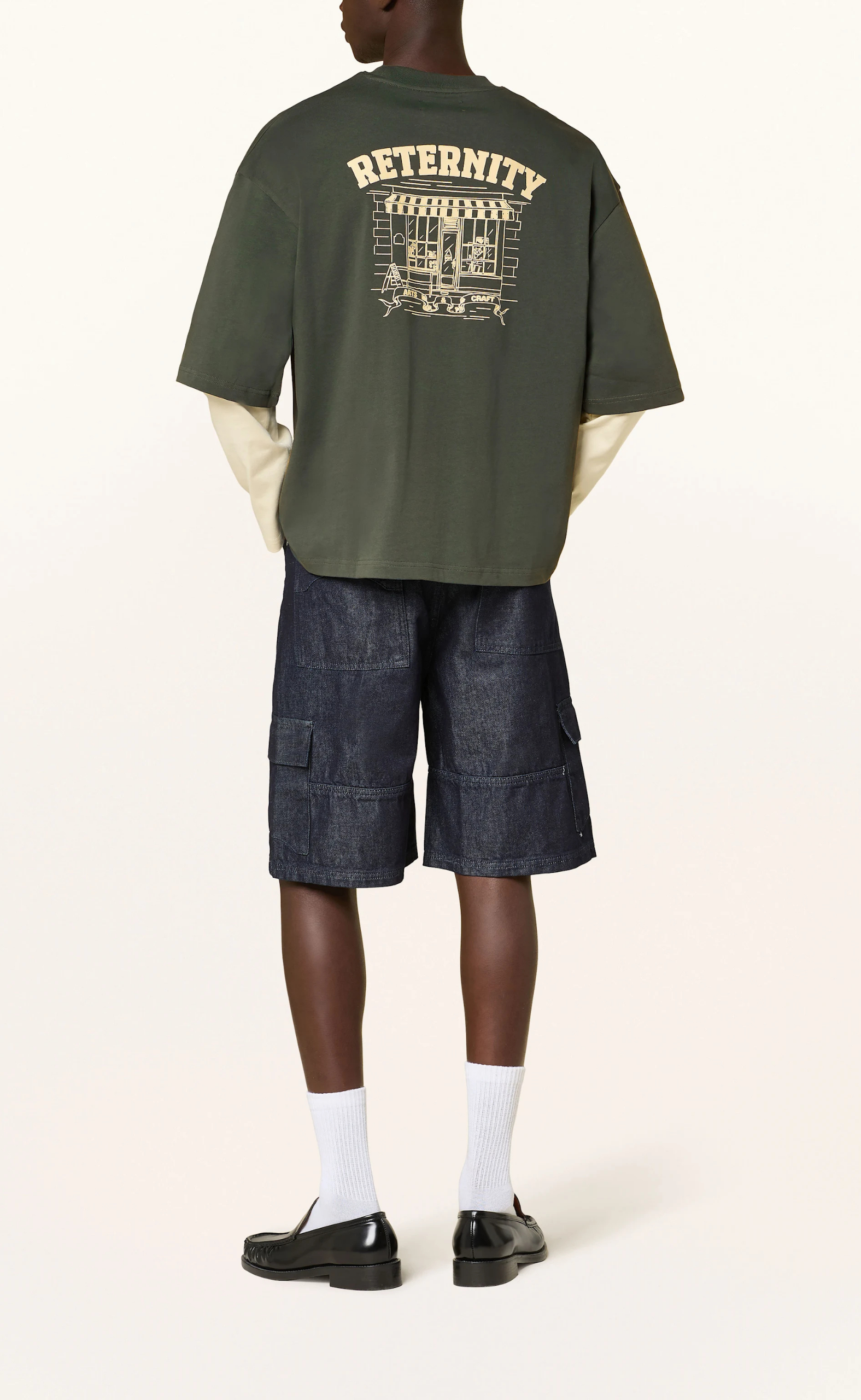 CONCEPTION CARGO RAW DENIM SHORTS