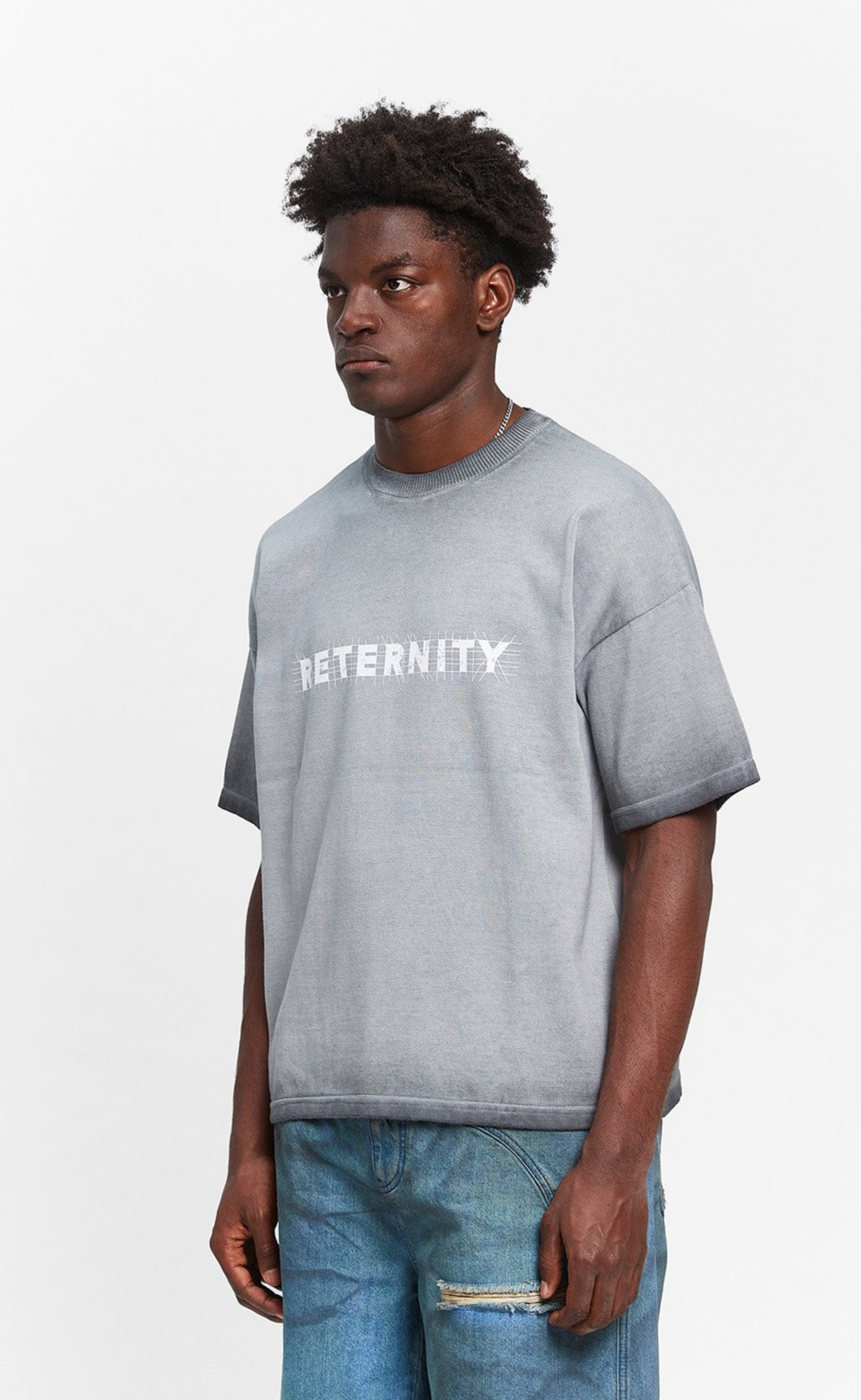 CONSTRUCTION KNIT DARK GREY T-SHIRT