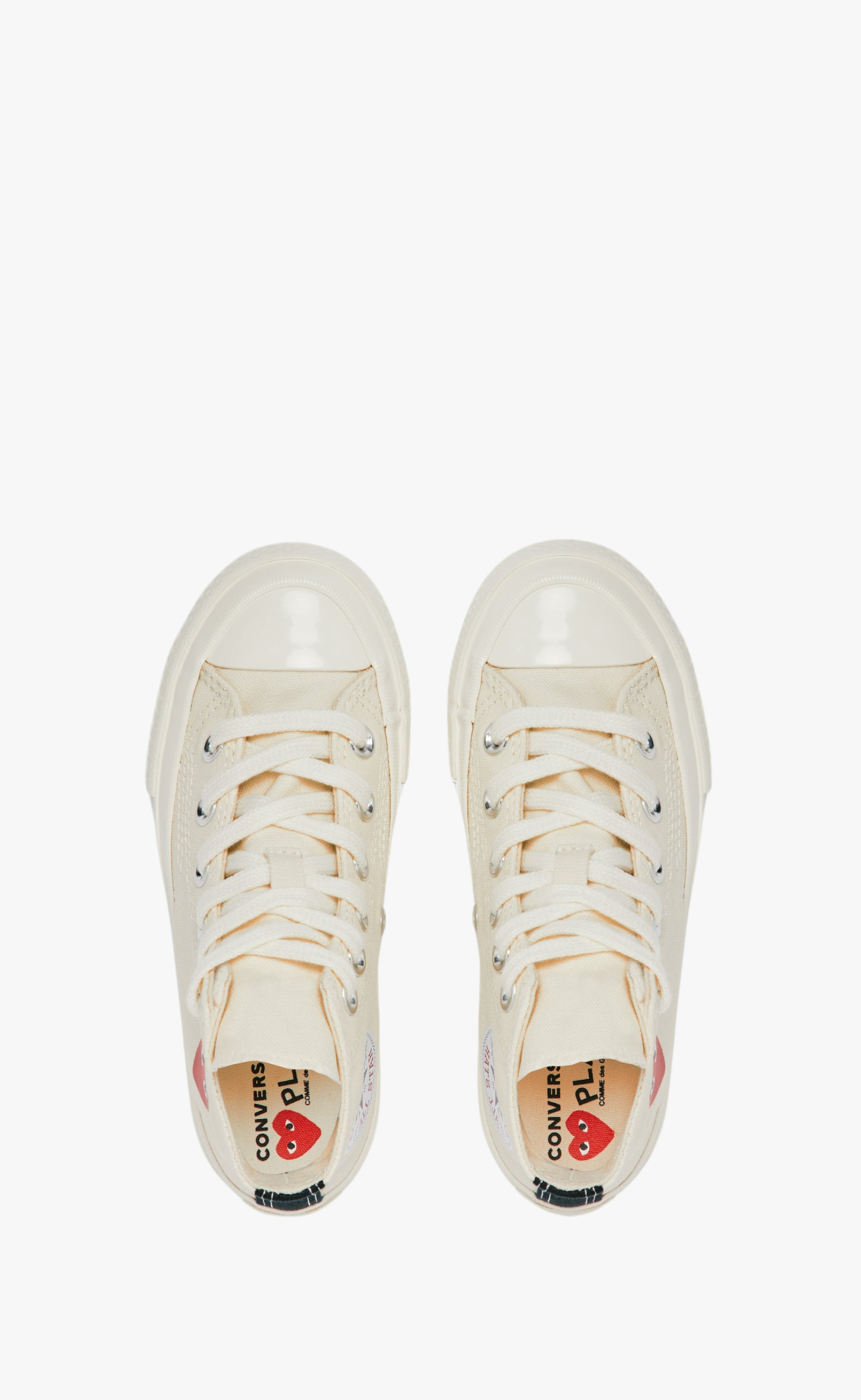 CONVERSE KIDS SMALL RED HEART HIGH TOP BEIGE SNEAKER