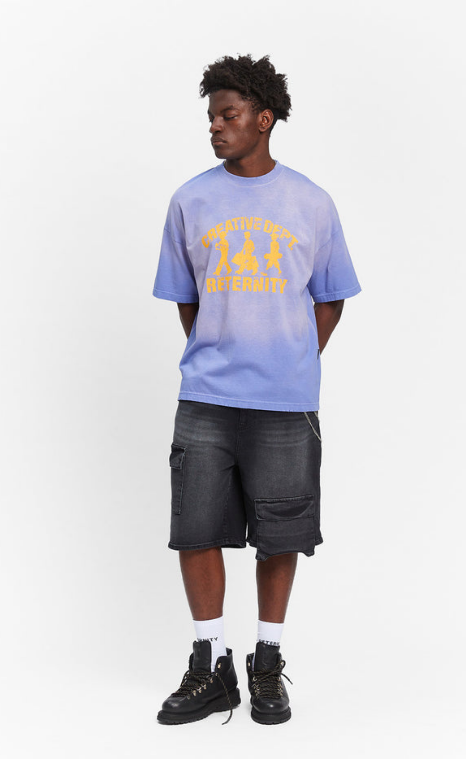 CREATIVE DEPT LOGO WASHED PURPLE T-SHIRT