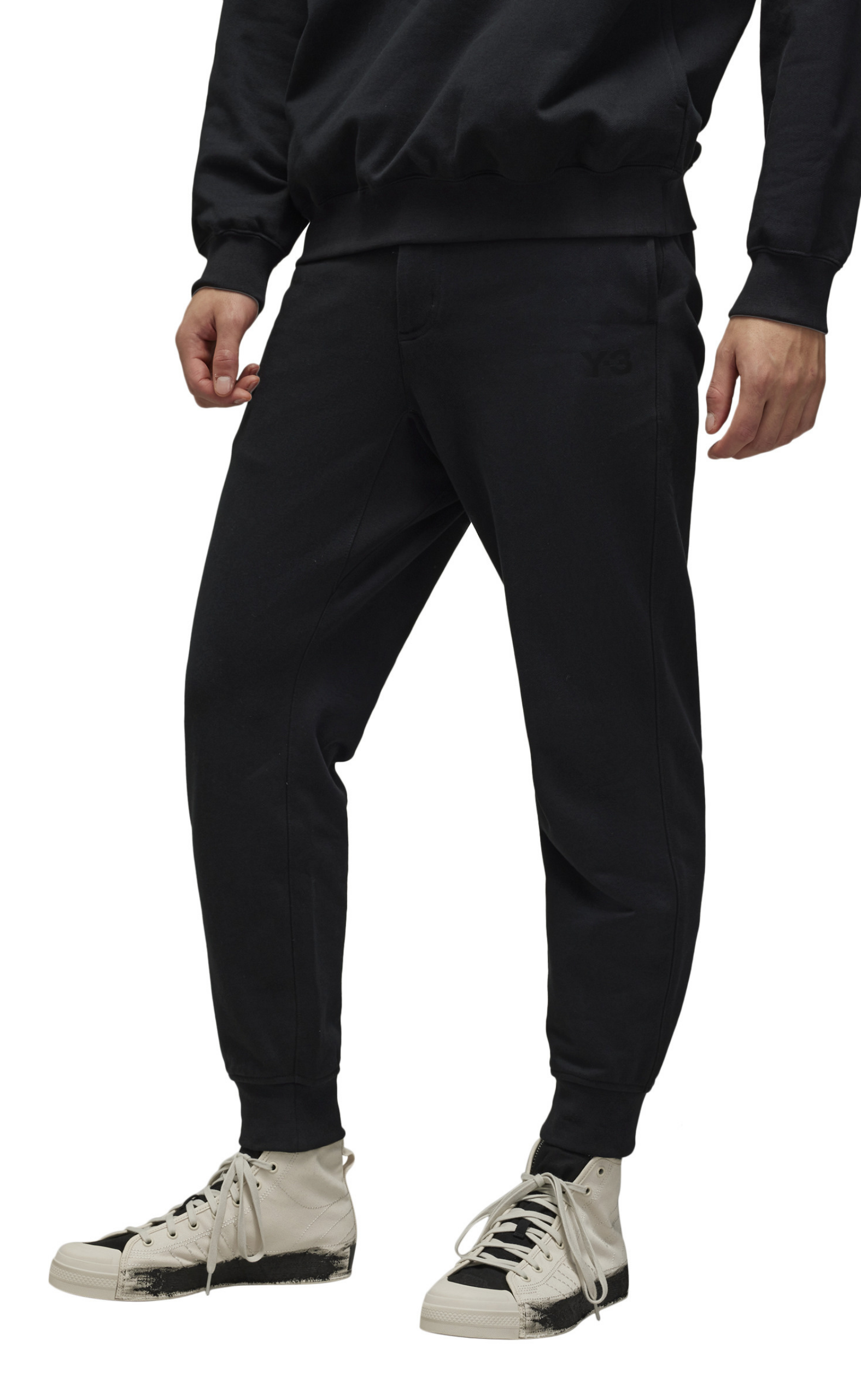 CUFFED FRENCH TERRY BLACK SWEATPANTS