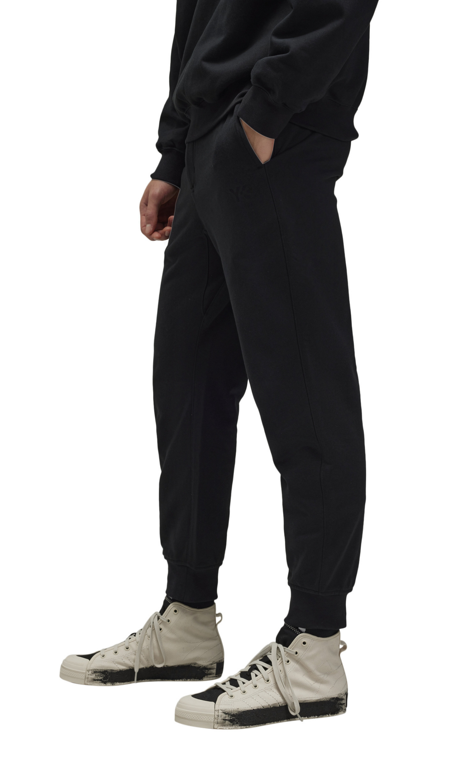 CUFFED FRENCH TERRY BLACK SWEATPANTS