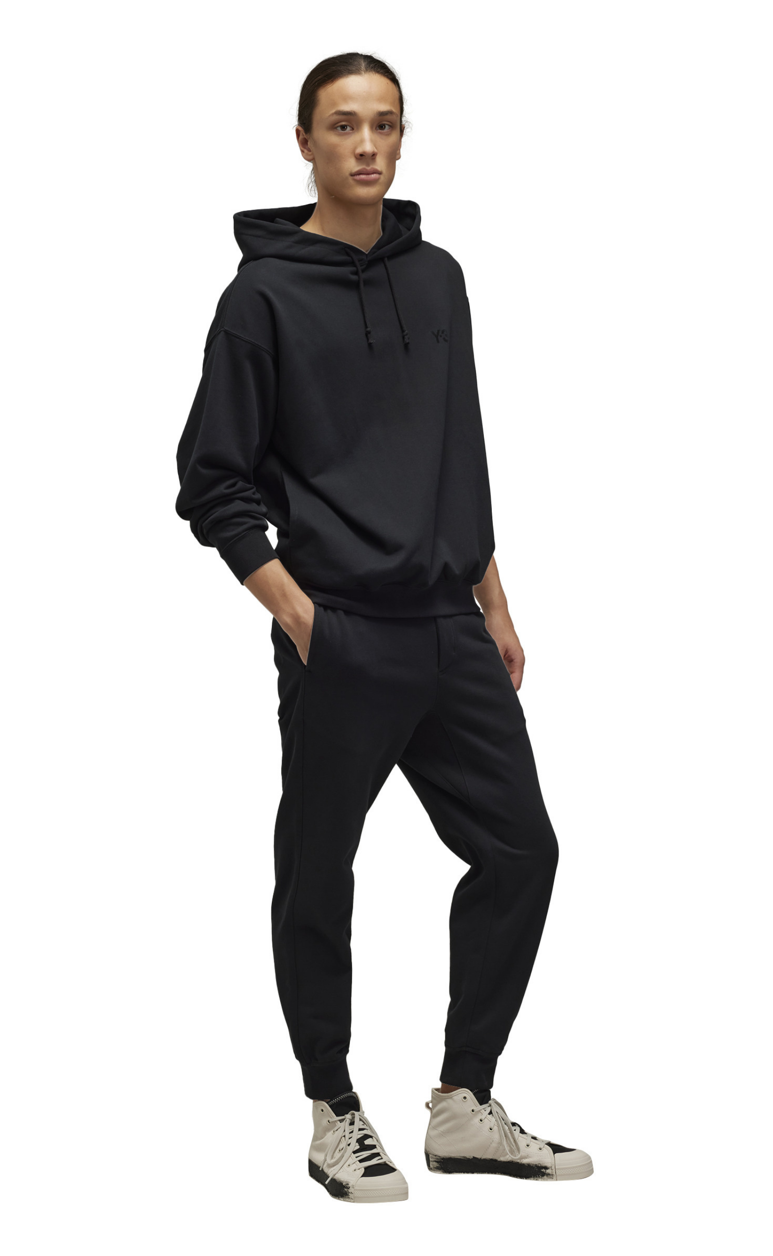 CUFFED FRENCH TERRY BLACK SWEATPANTS