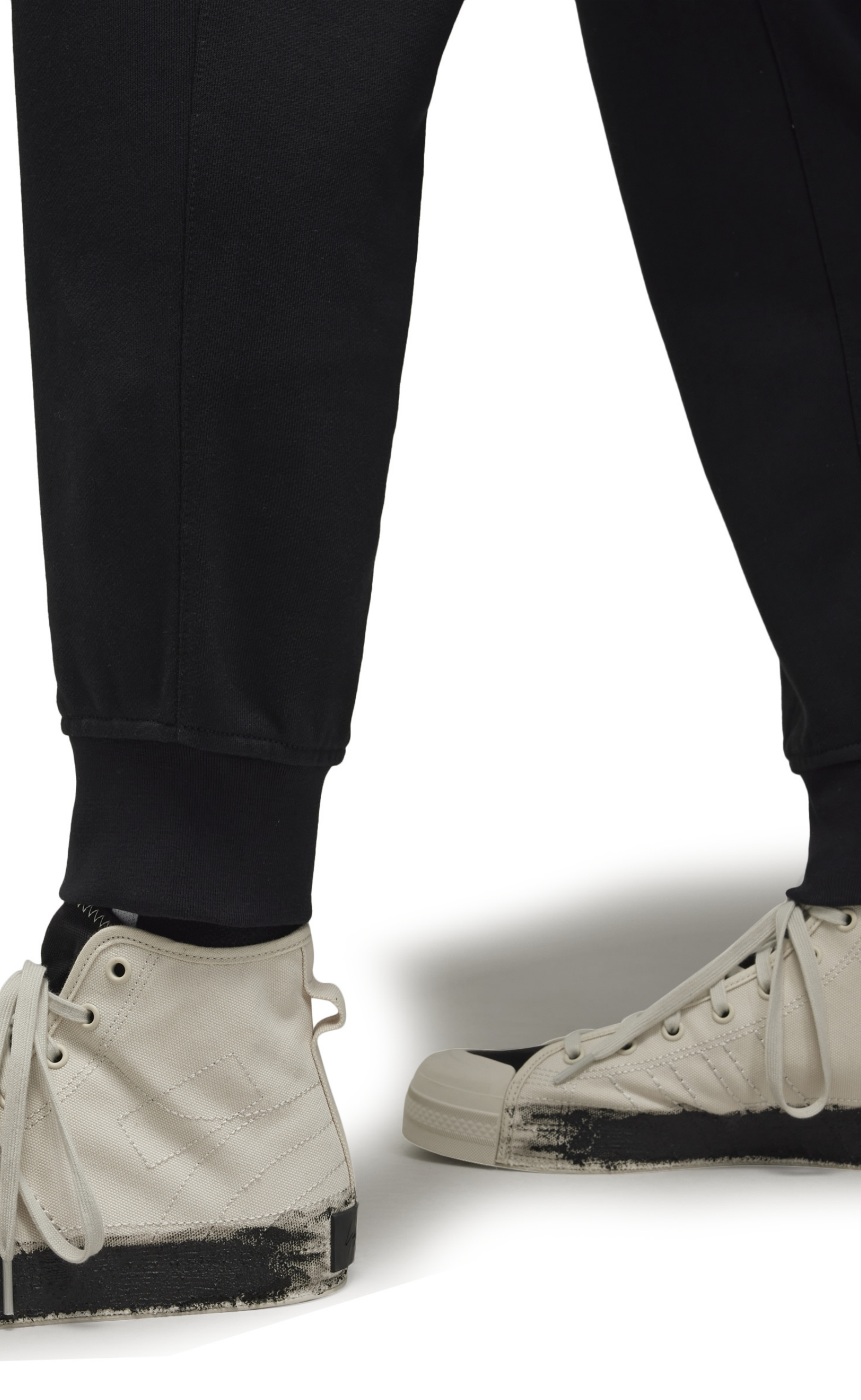 CUFFED FRENCH TERRY BLACK SWEATPANTS