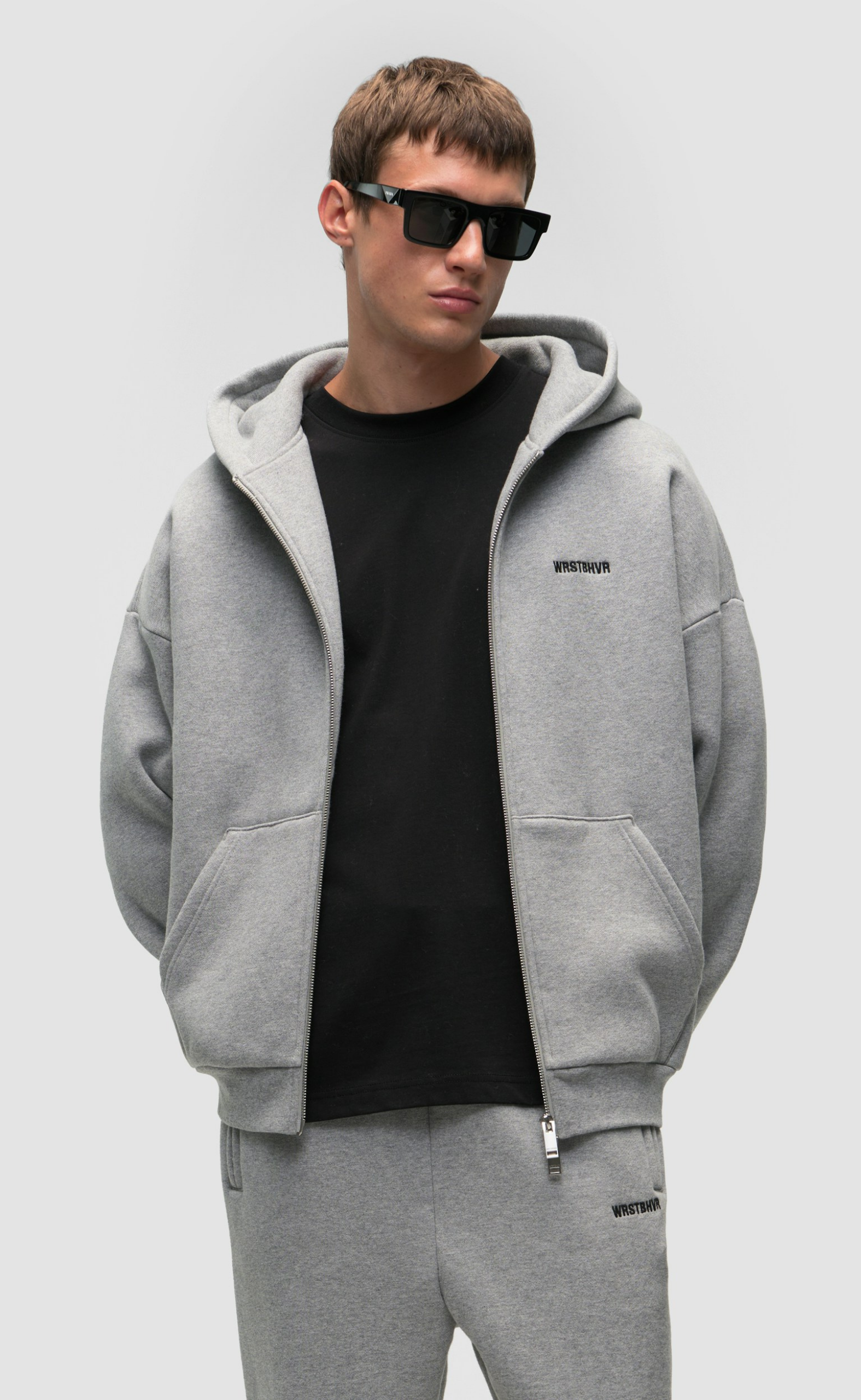 DIAGO V2 ZIP GRAY MELANGE HOODIE