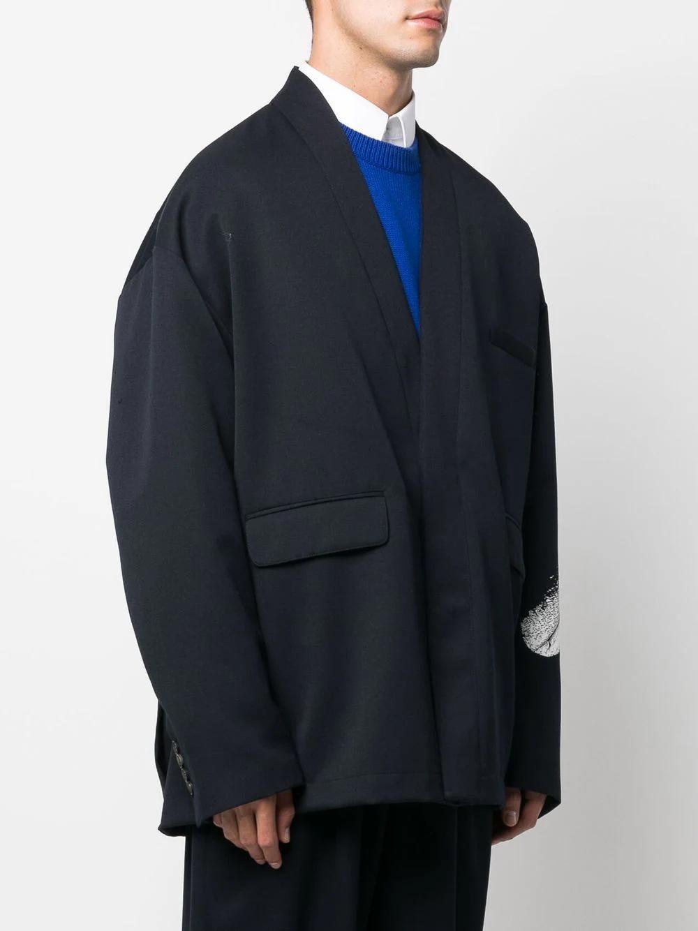 FEATHER KIMONO BLAZER DARK BLUE WHITE
