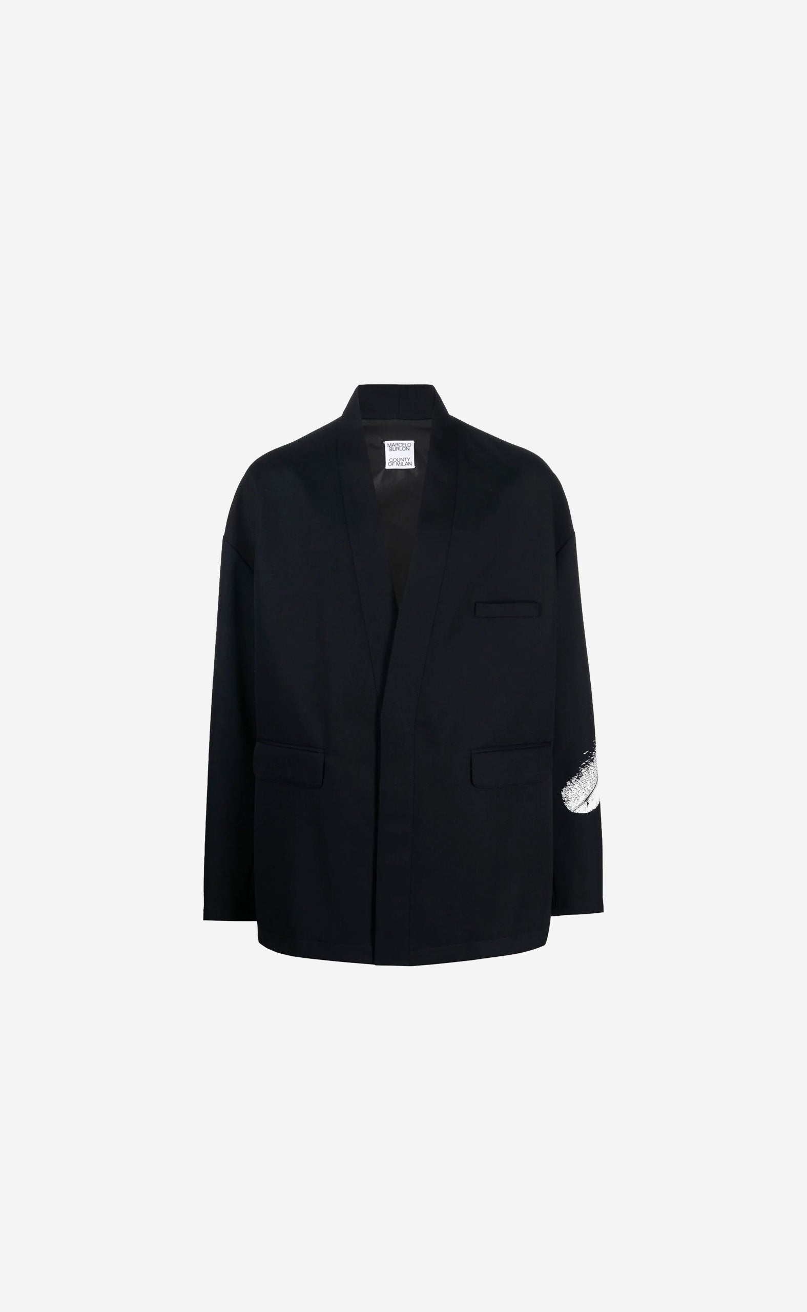 FEATHER KIMONO BLAZER DARK BLUE WHITE